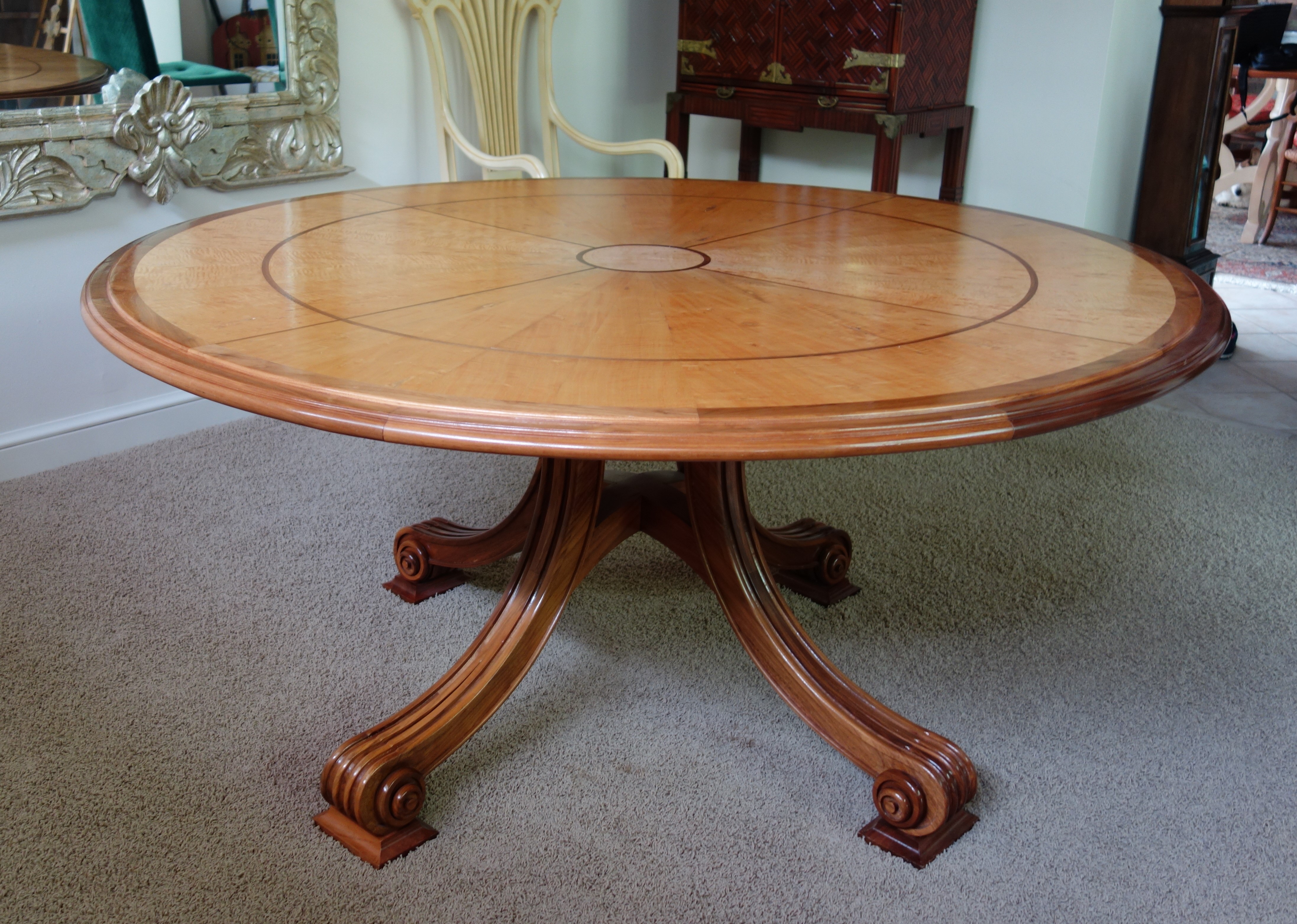 Birdseye Maple Pedestal Dining Table