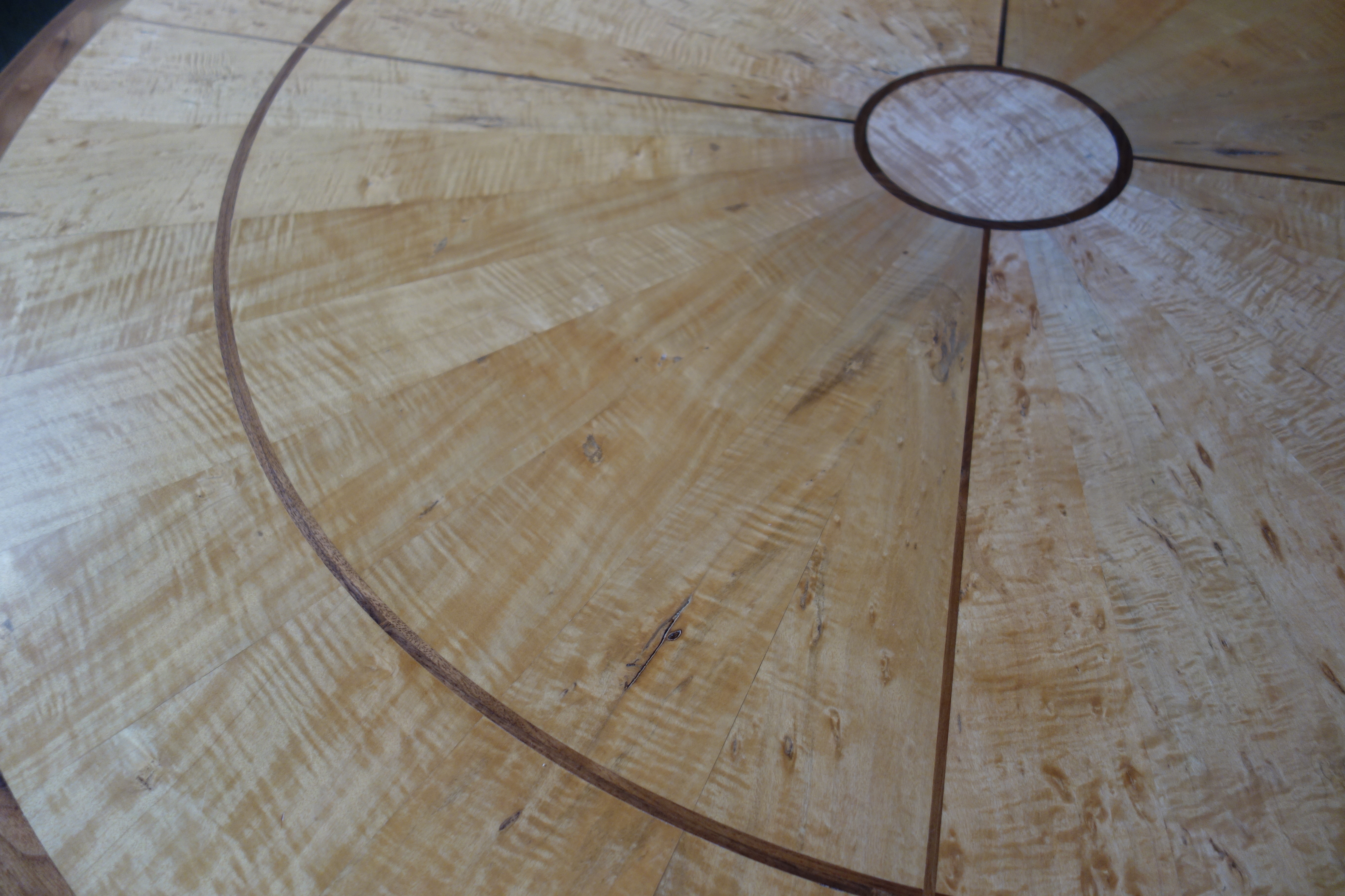 Birdseye Maple Pedestal Dining Table