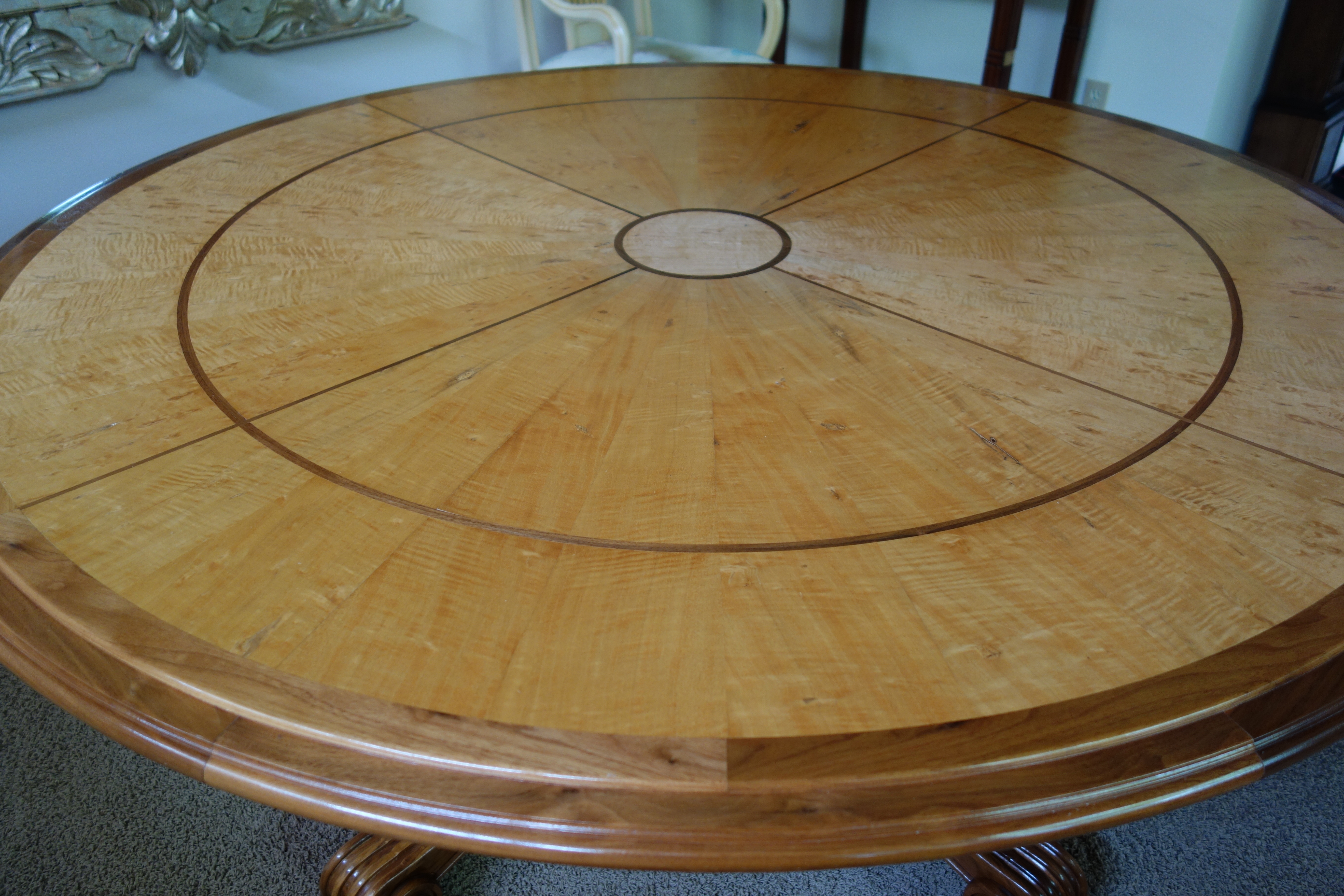 Birdseye Maple Pedestal Dining Table