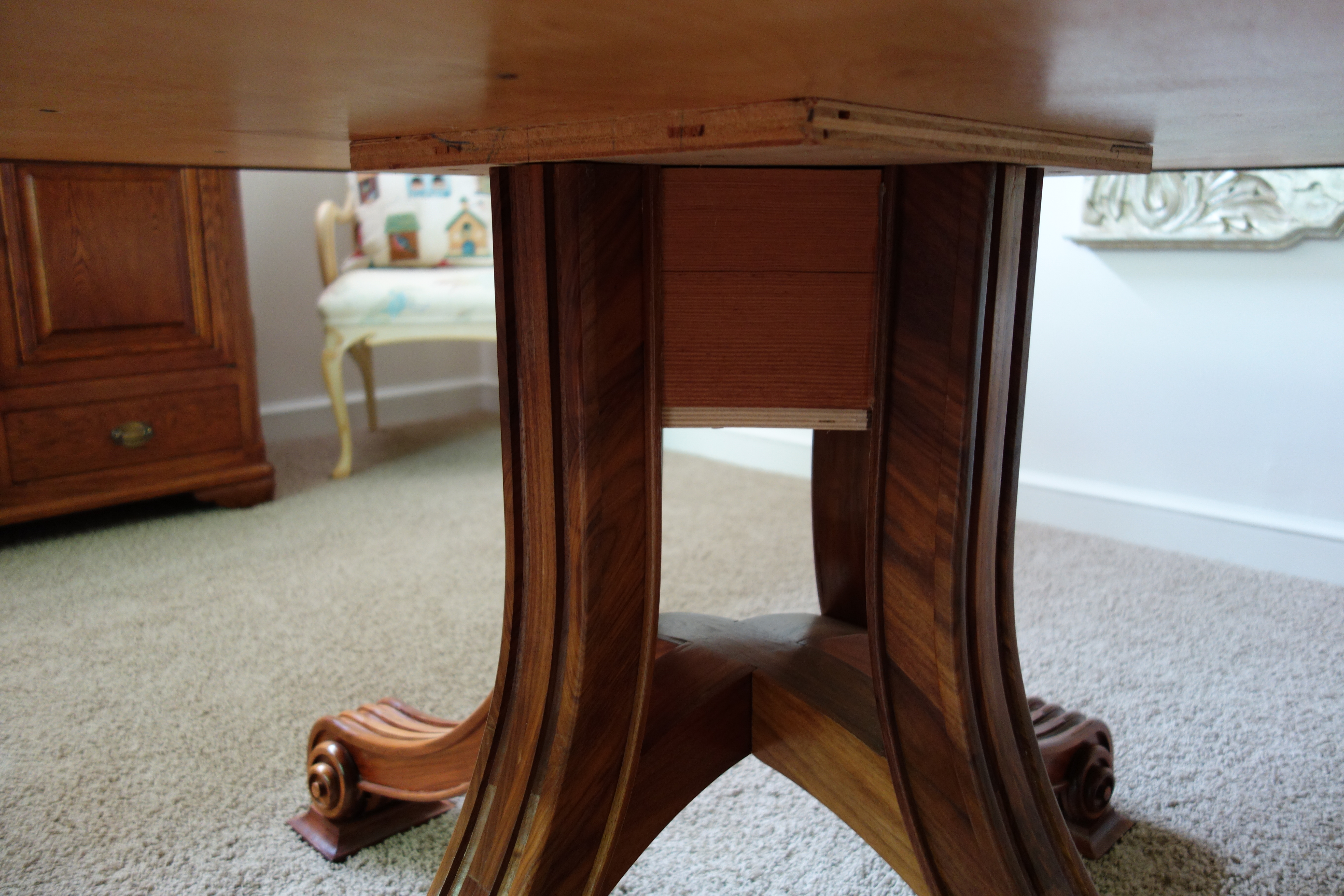 Birdseye Maple Pedestal Dining Table