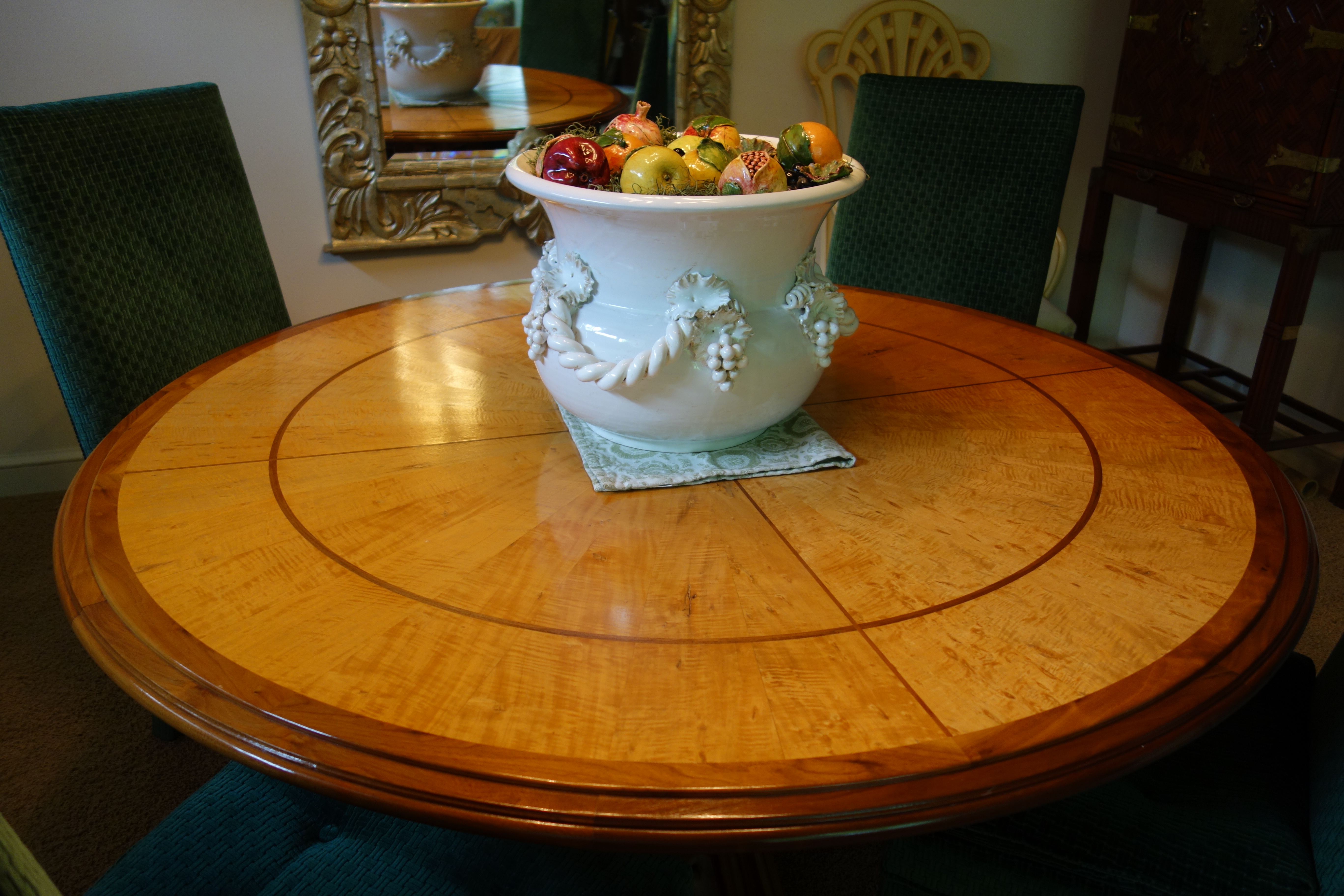 Birdseye Maple Pedestal Dining Table