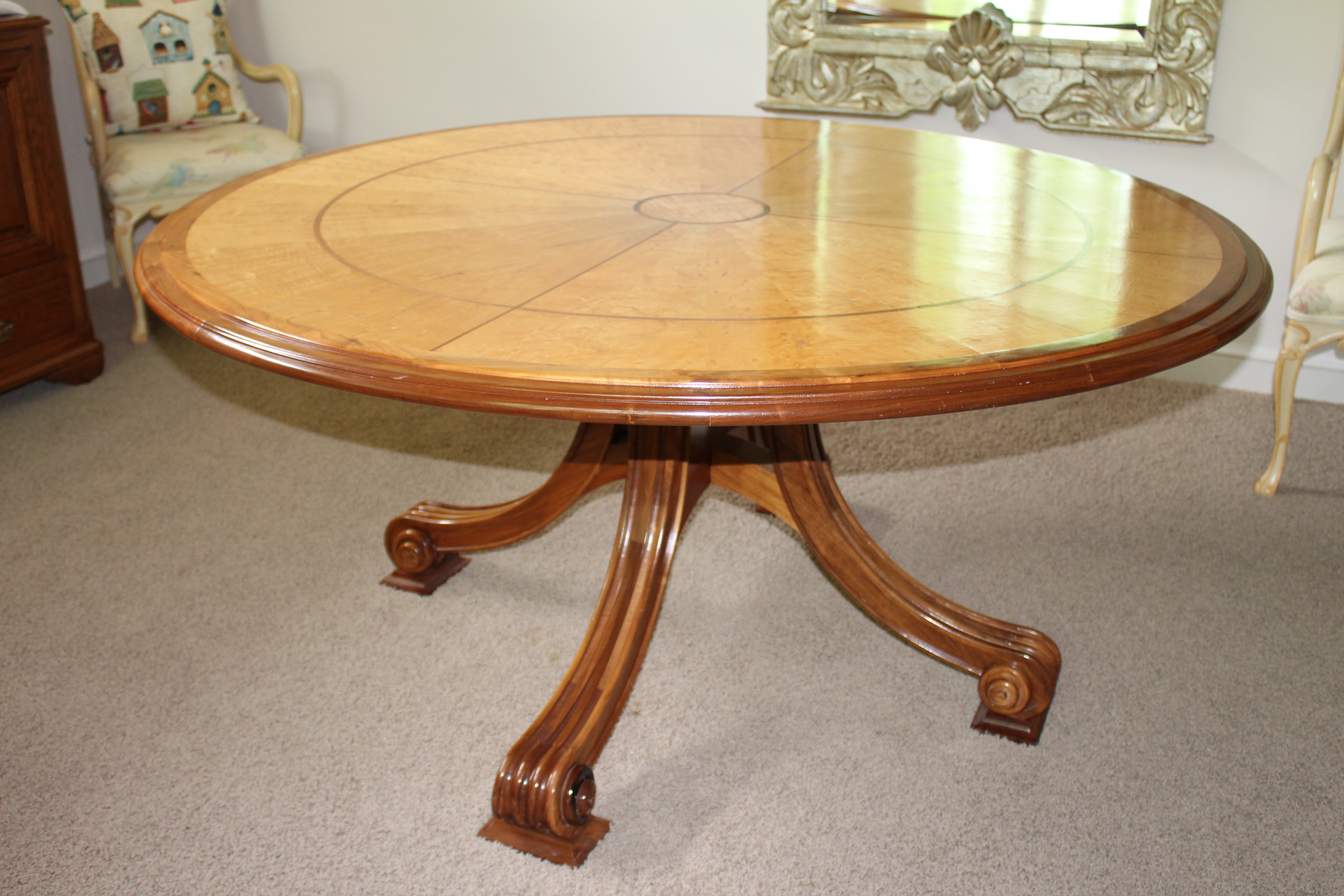 Birdseye Maple Pedestal Dining Table