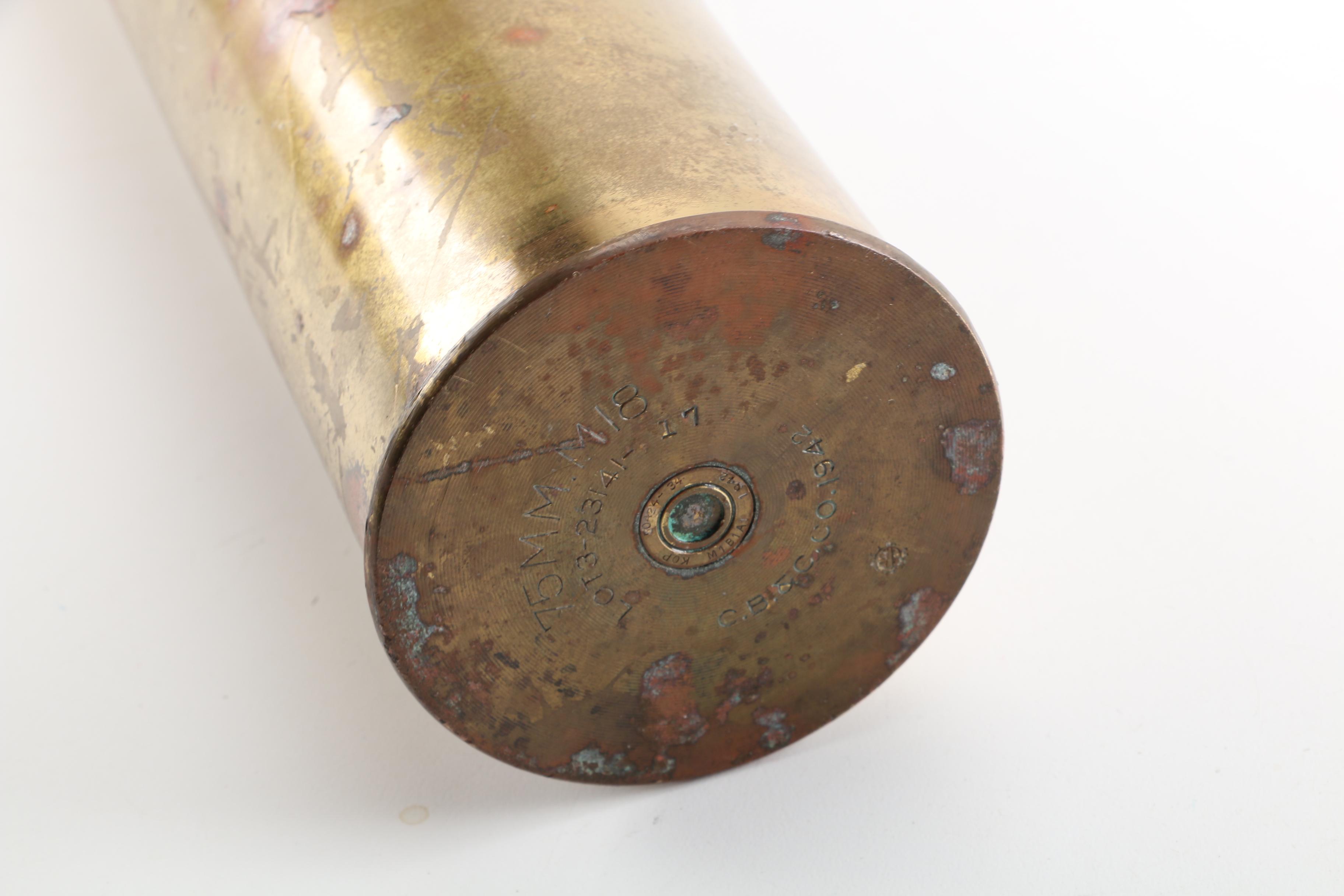 1942 World War II 75mm M18 Artillery Shell