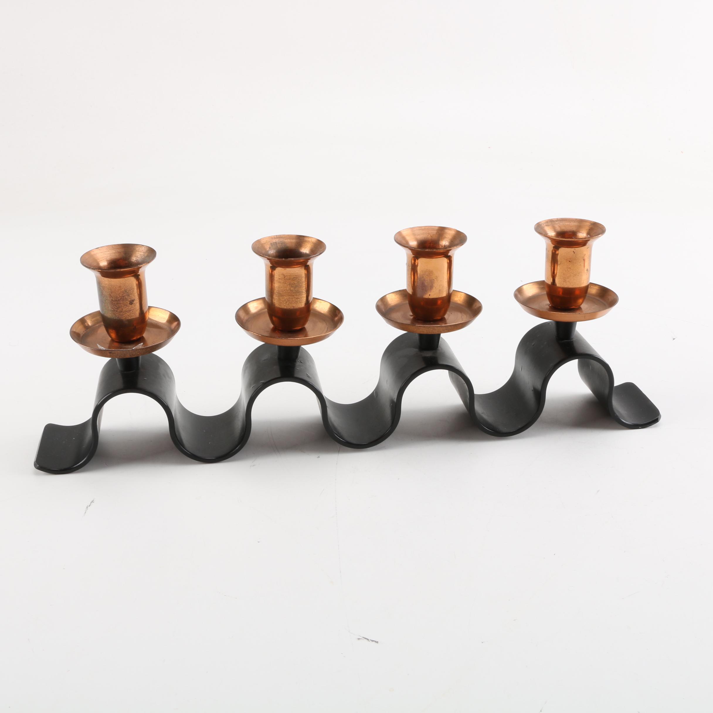 Mid Century Modern Copper and Iron Candelabra