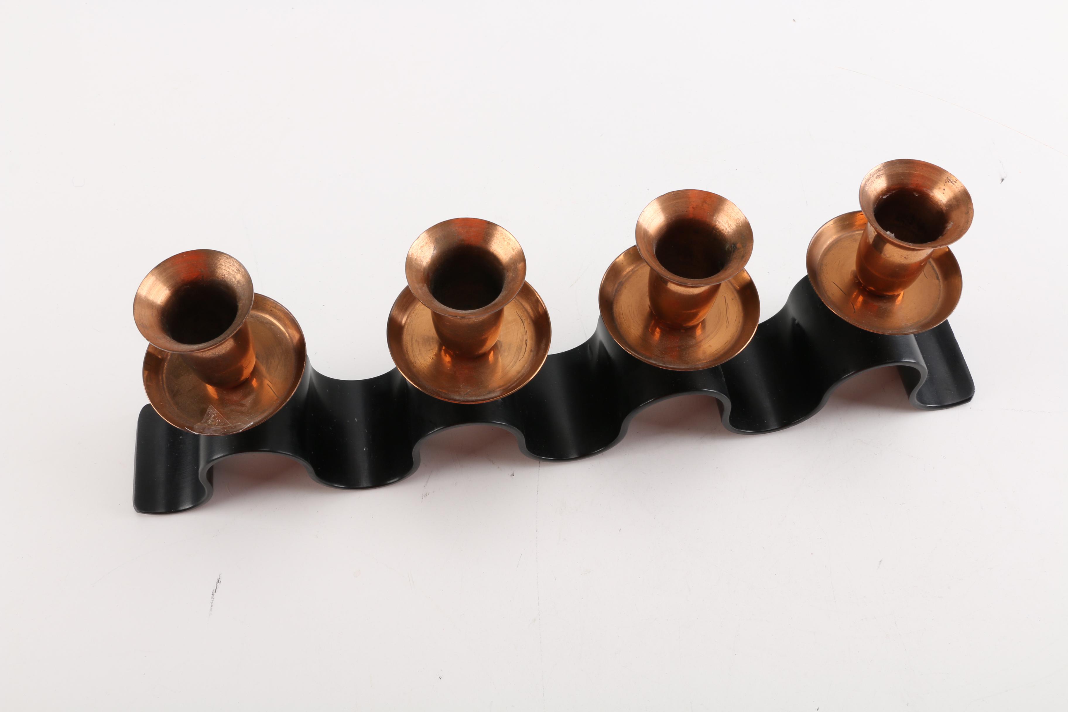 Mid Century Modern Copper and Iron Candelabra