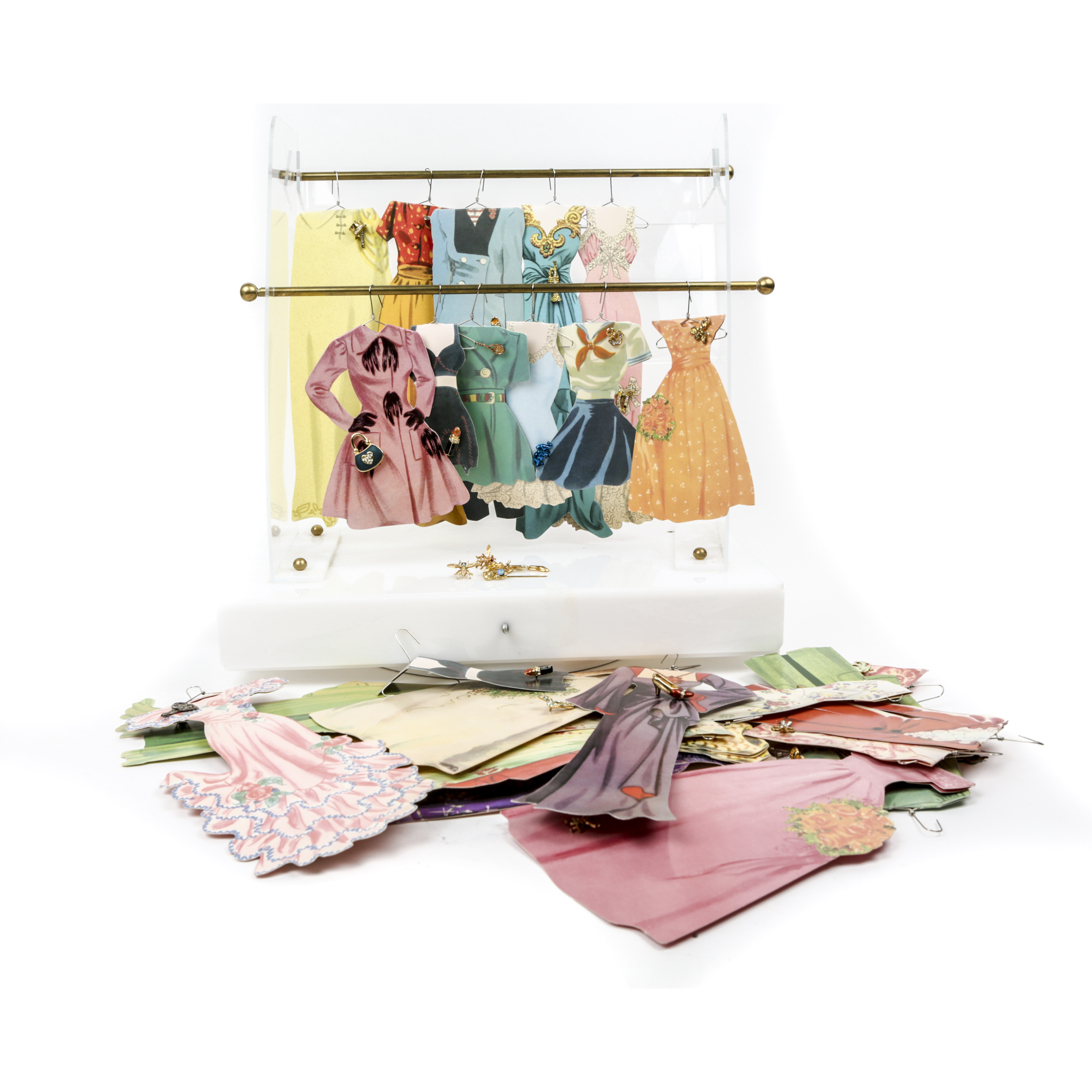 1990s "Sophie's Closet" Paper Doll Dresses and Display