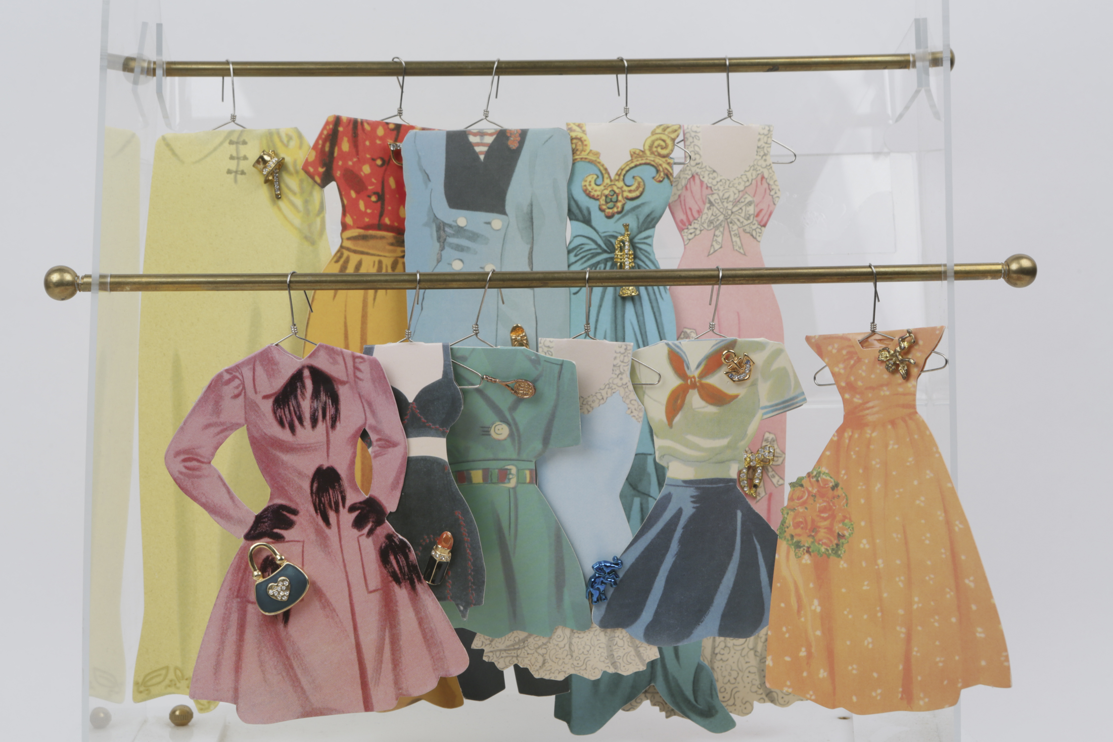 1990s "Sophie's Closet" Paper Doll Dresses and Display