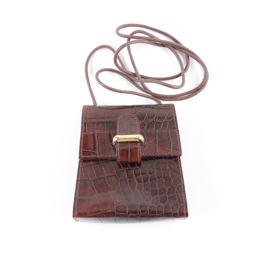 Vintage Furla Brown Alligator Crossbody Bag