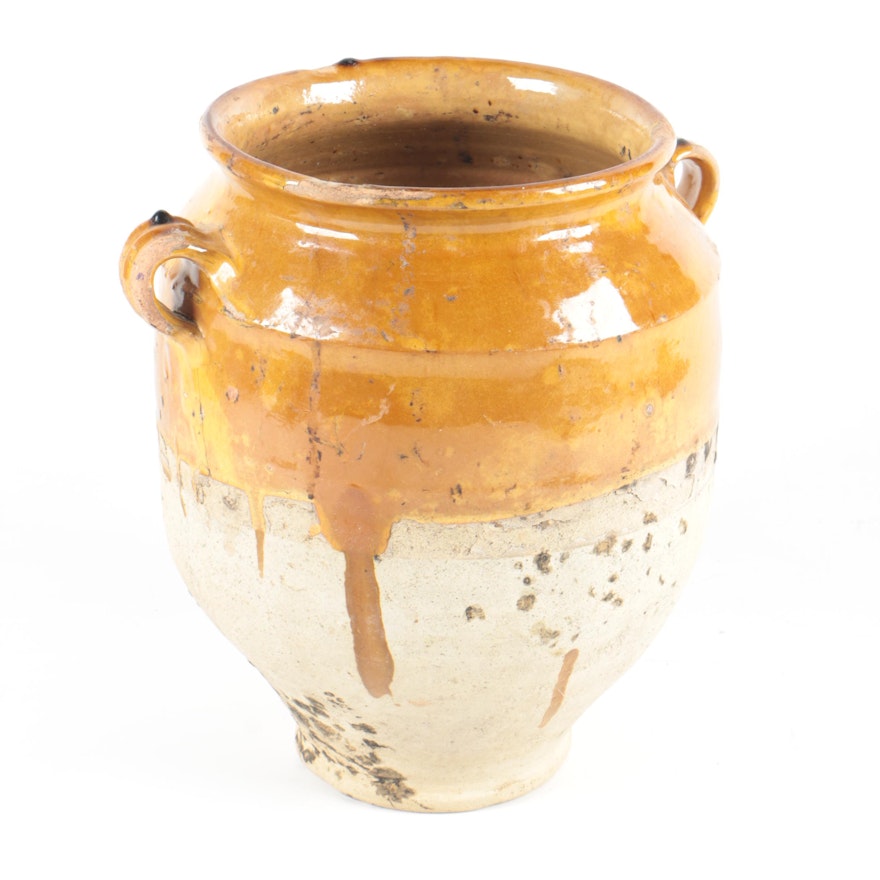 French Style Yellow Glazed Confit Pot Planter