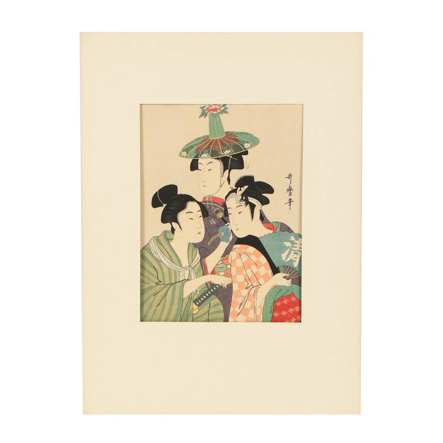 Reproduction Woodblock Print After Kitagawa Utamaro