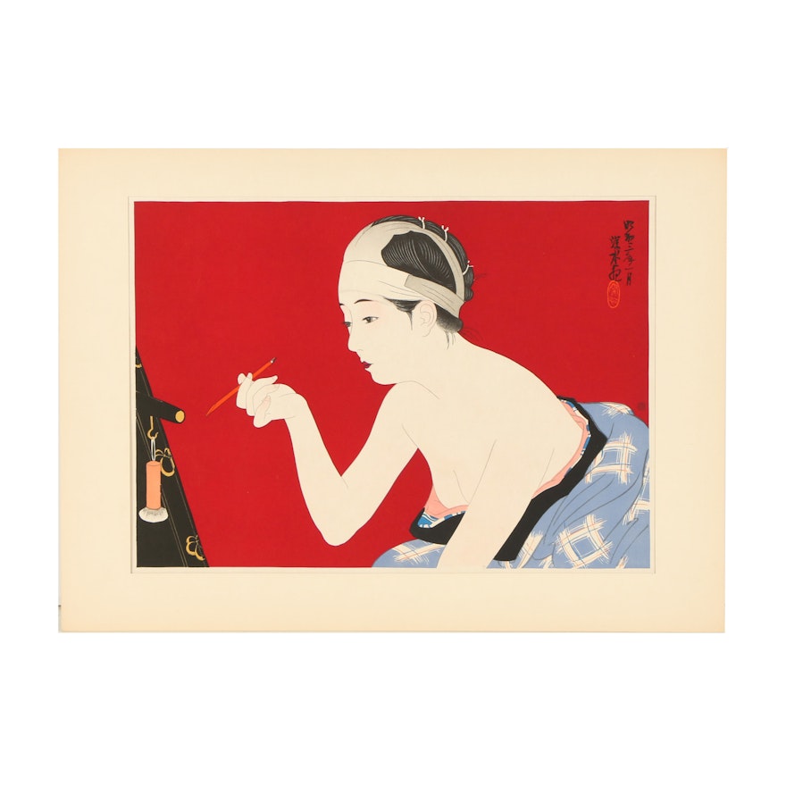 Reproduction Print After Itō Shinsui "In the Dressing Room of an Actress"