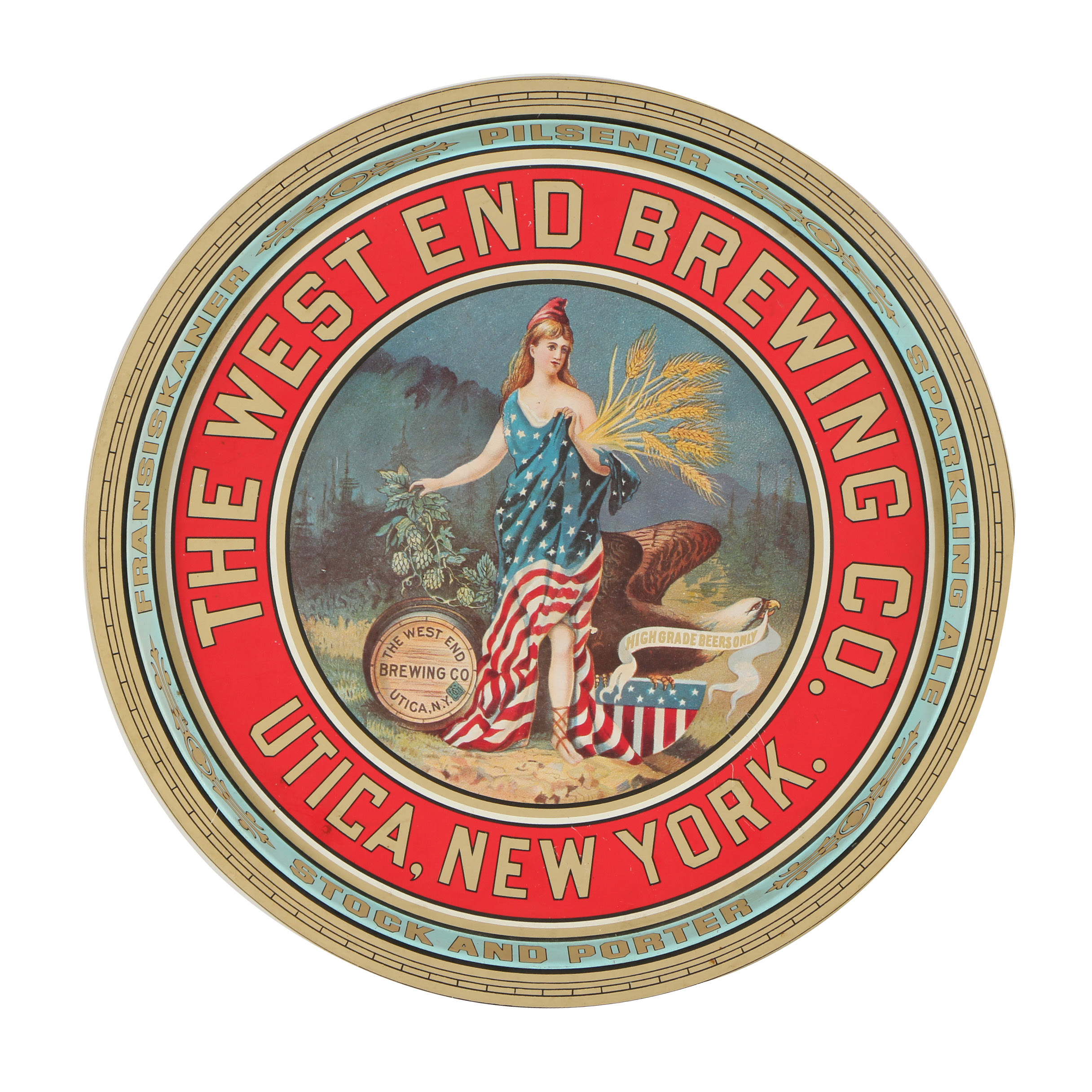 Vintage West End Brewing Co. Reproduction Serving Tray