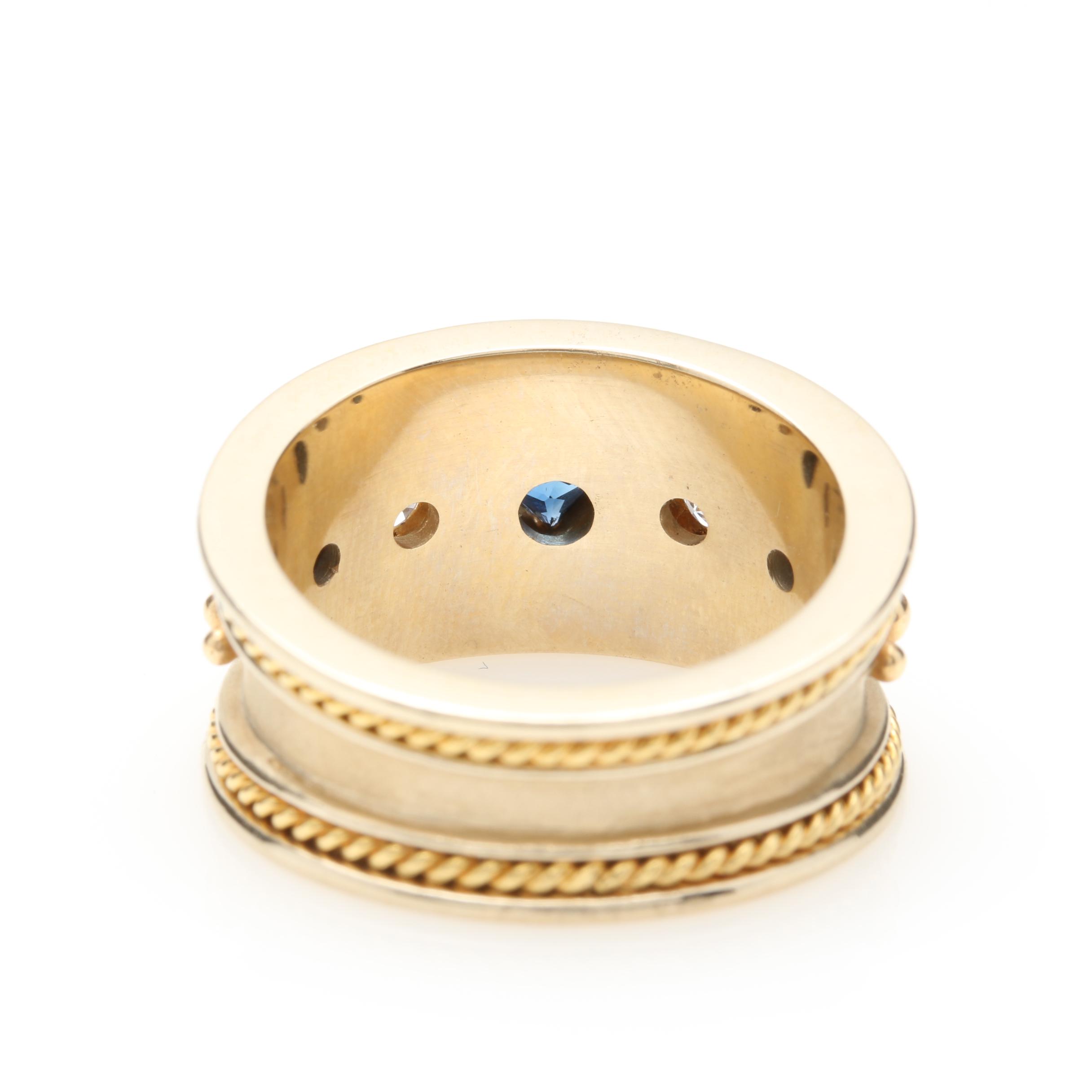 18K Yellow Gold Sapphire and Diamond Band