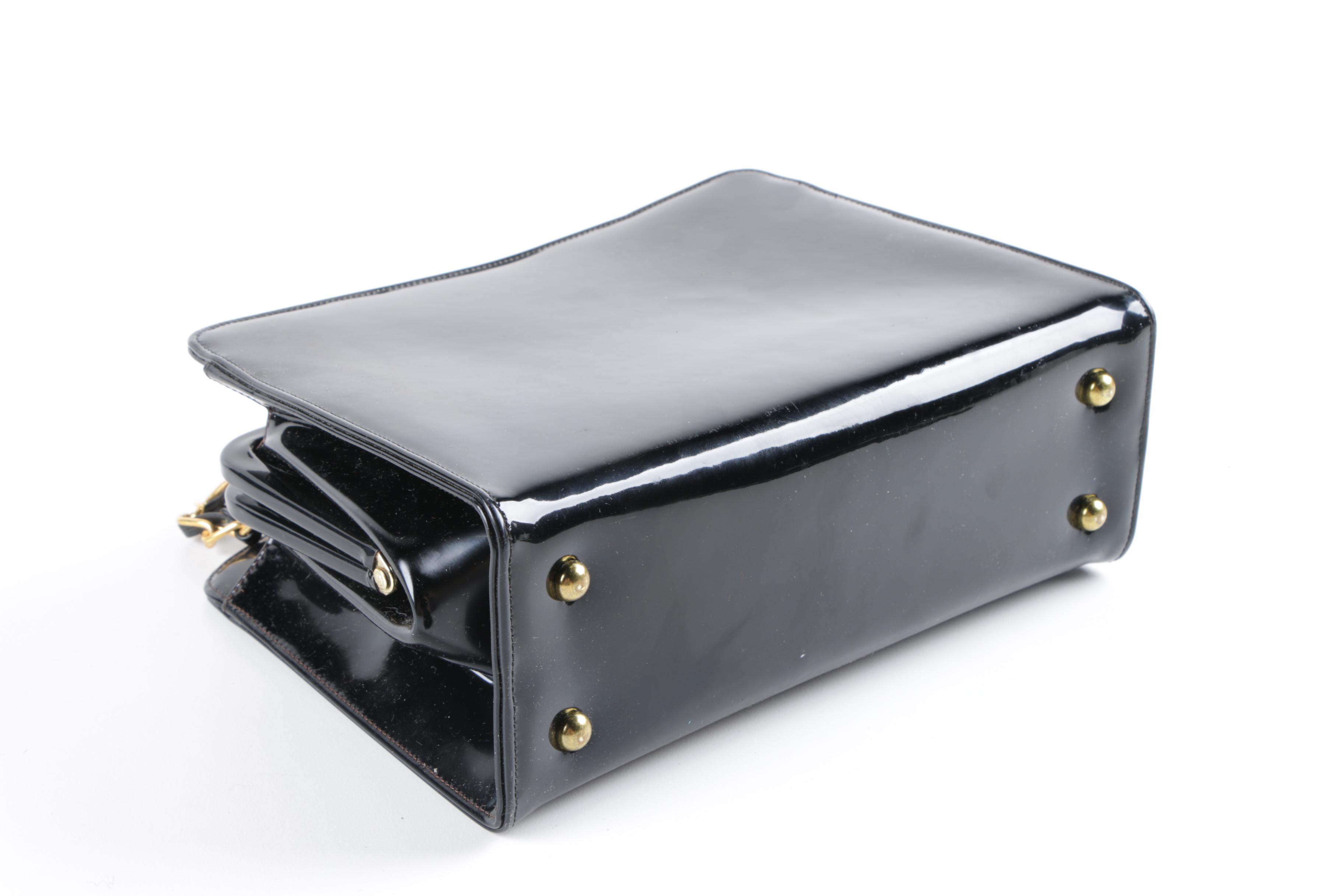 Vintage Black Patent Leather Handbags Including Coblentz Original