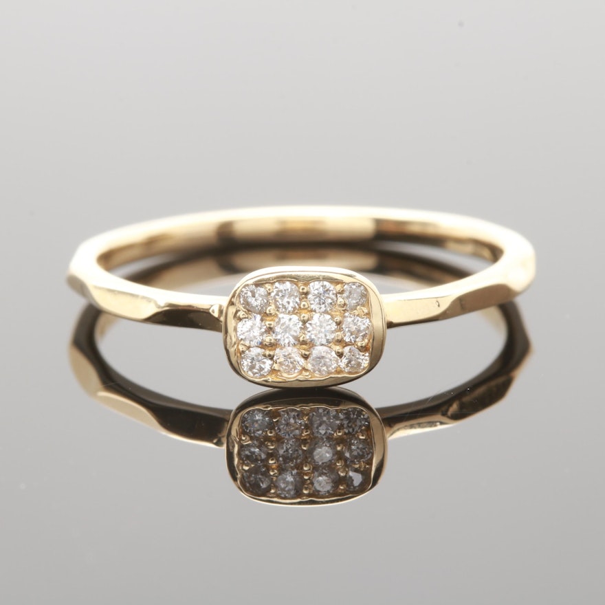 14K Yellow Gold Diamond Cluster Ring