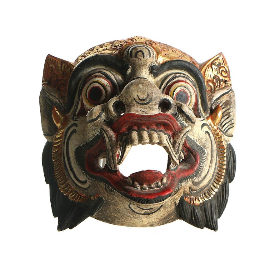 Balinese Barong Hand Painted Wooden Mask