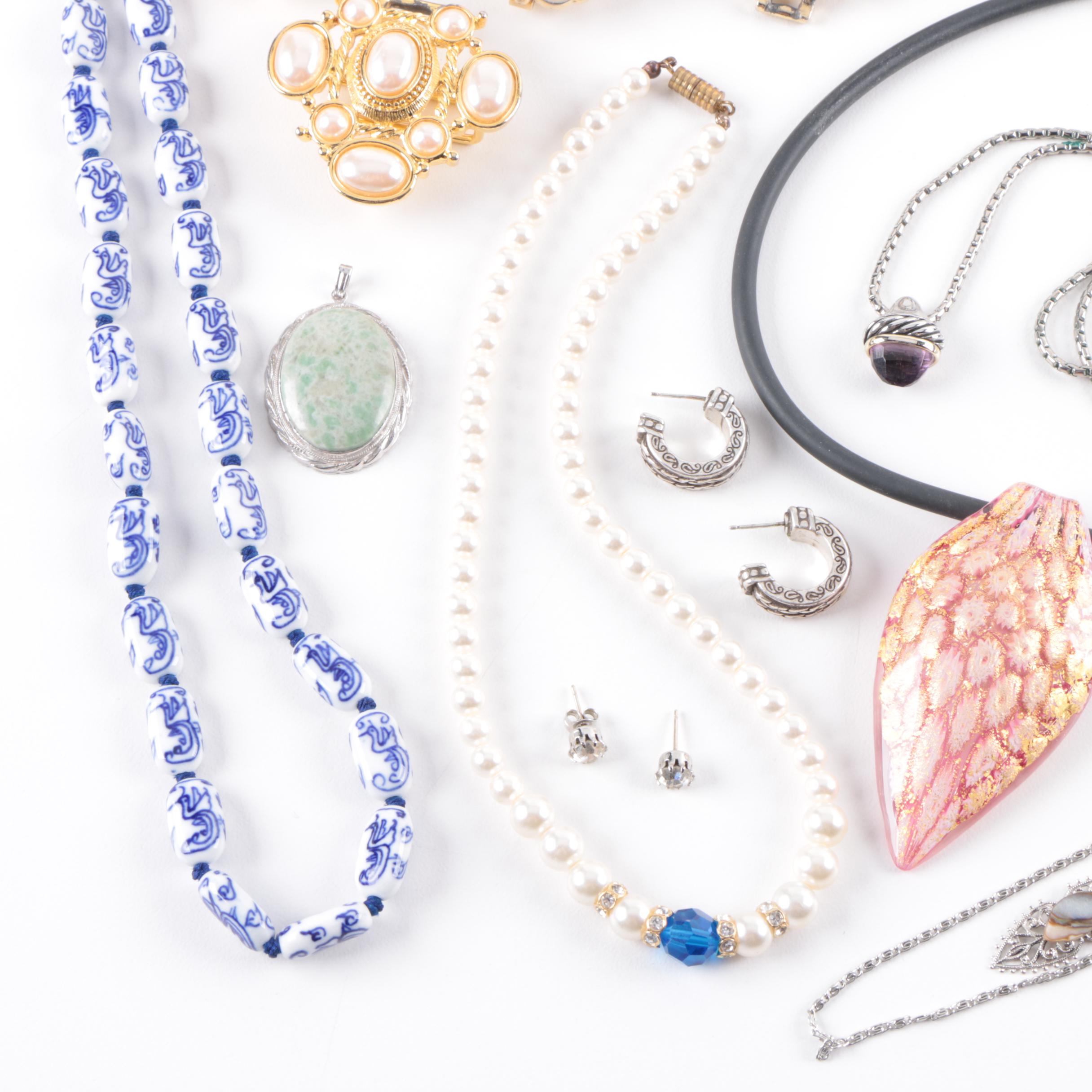 Jewelry Assortment Including Cultured Pearls and Abalone