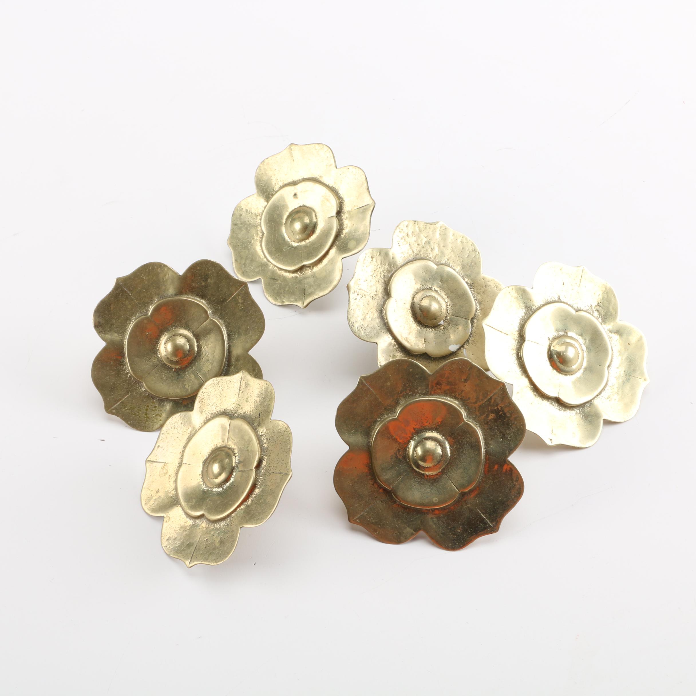 Gold Toned Metal Flower Shaped Drawer Pulls