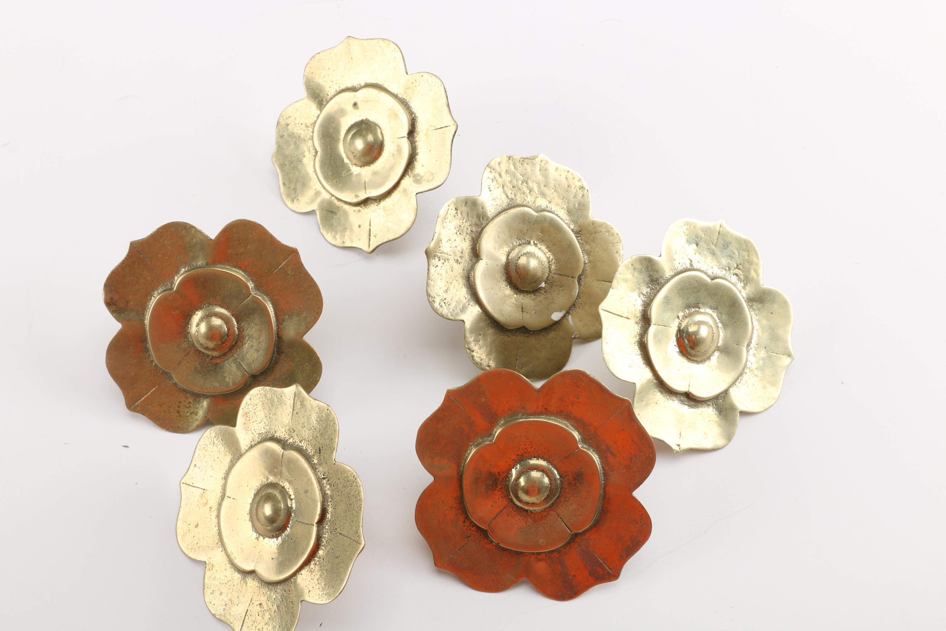 Gold Toned Metal Flower Shaped Drawer Pulls
