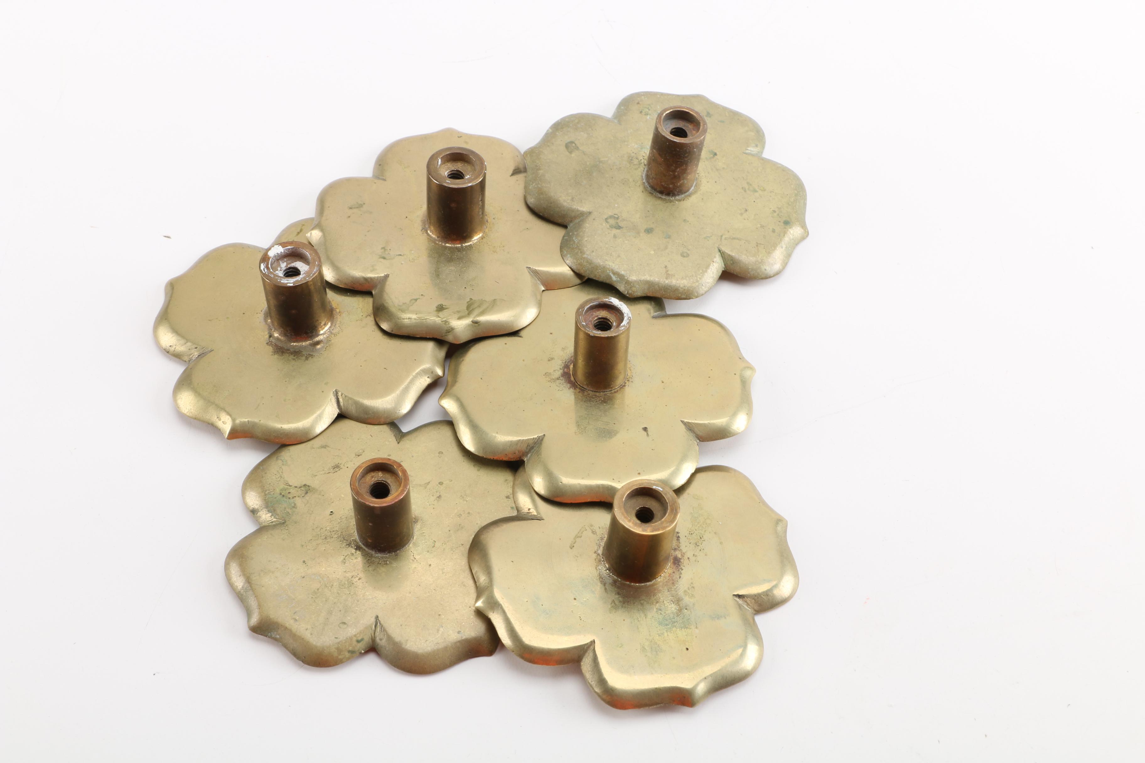 Gold Toned Metal Flower Shaped Drawer Pulls