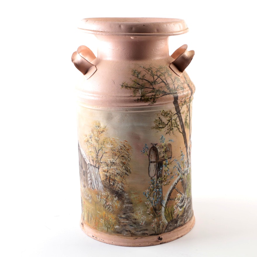 Hand Painted Vintage Milk Can