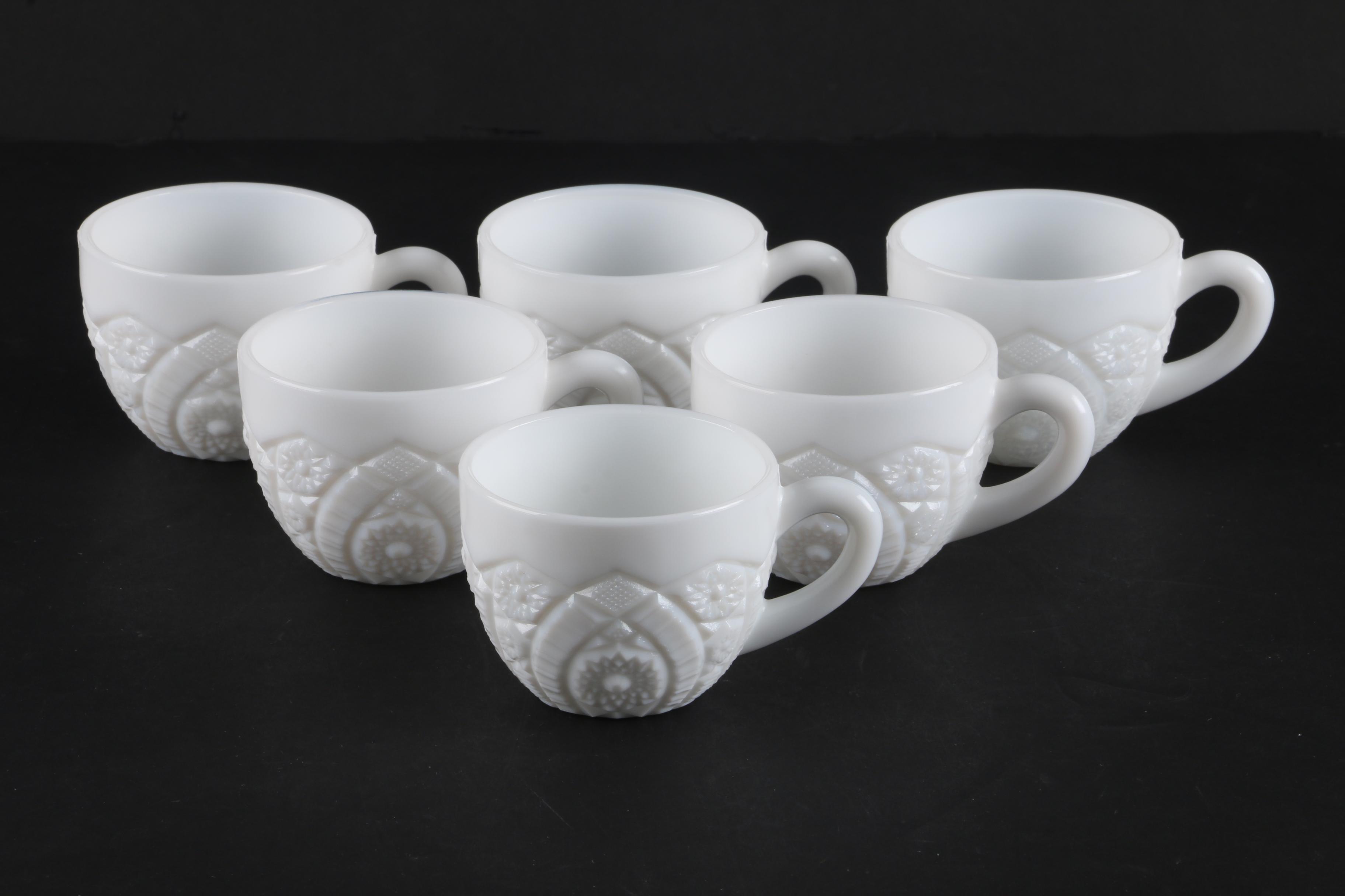 Vintage Milk Glass Tableware Including a Westmoreland Swan Toothpick