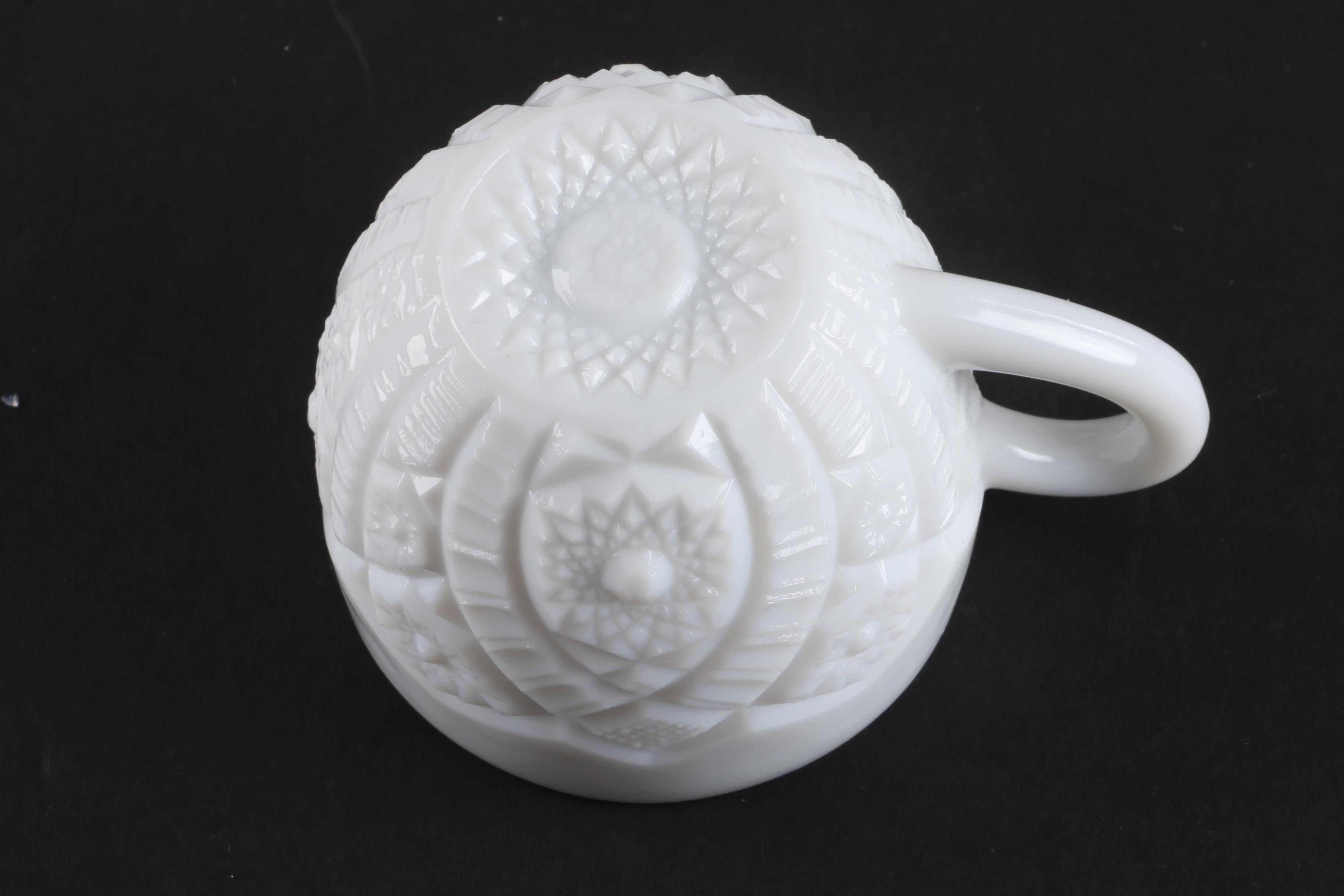 Vintage Milk Glass Tableware Including a Westmoreland Swan Toothpick