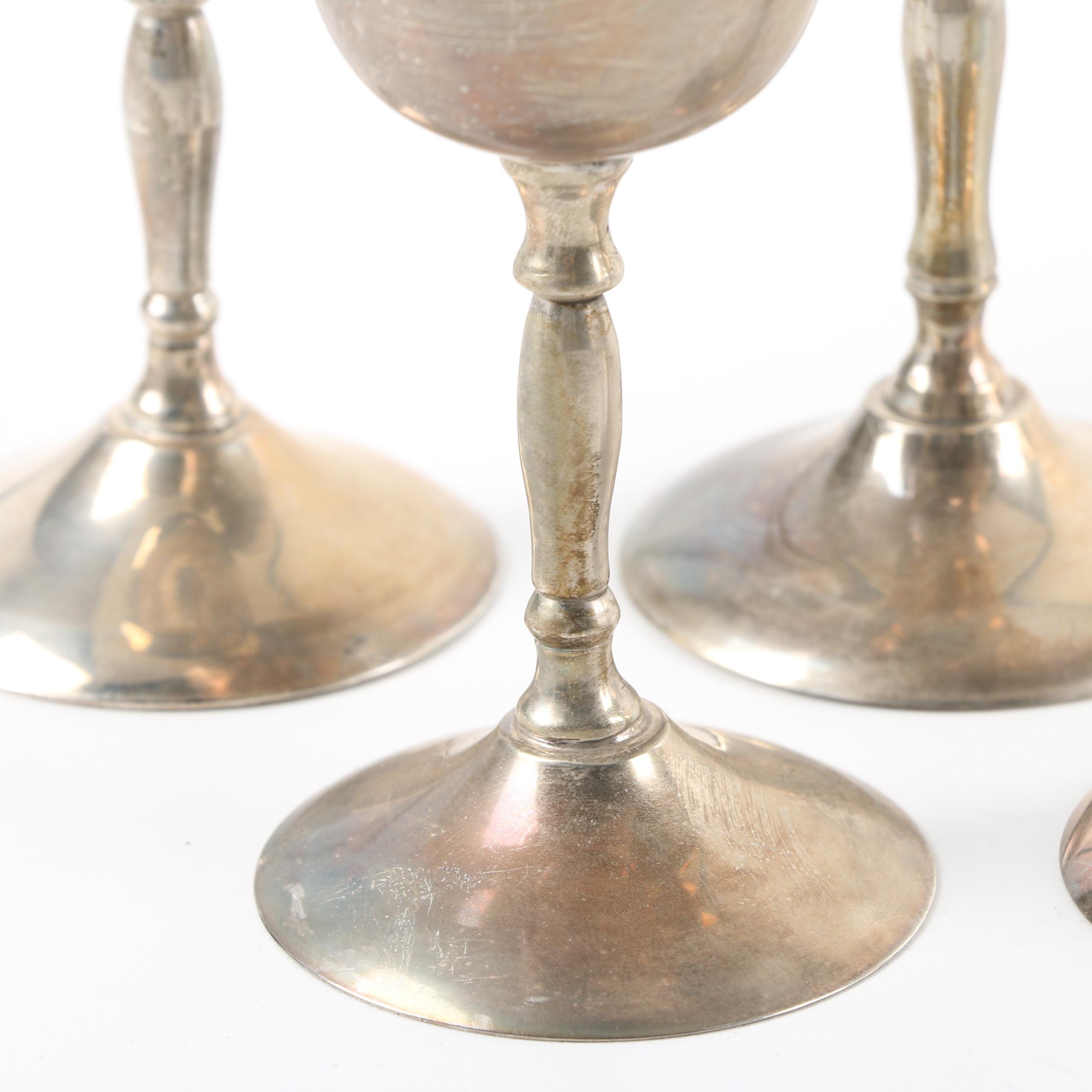 Vintage Silver Plate Teapot, Coffee Pot, Stemware, and Serving Tray