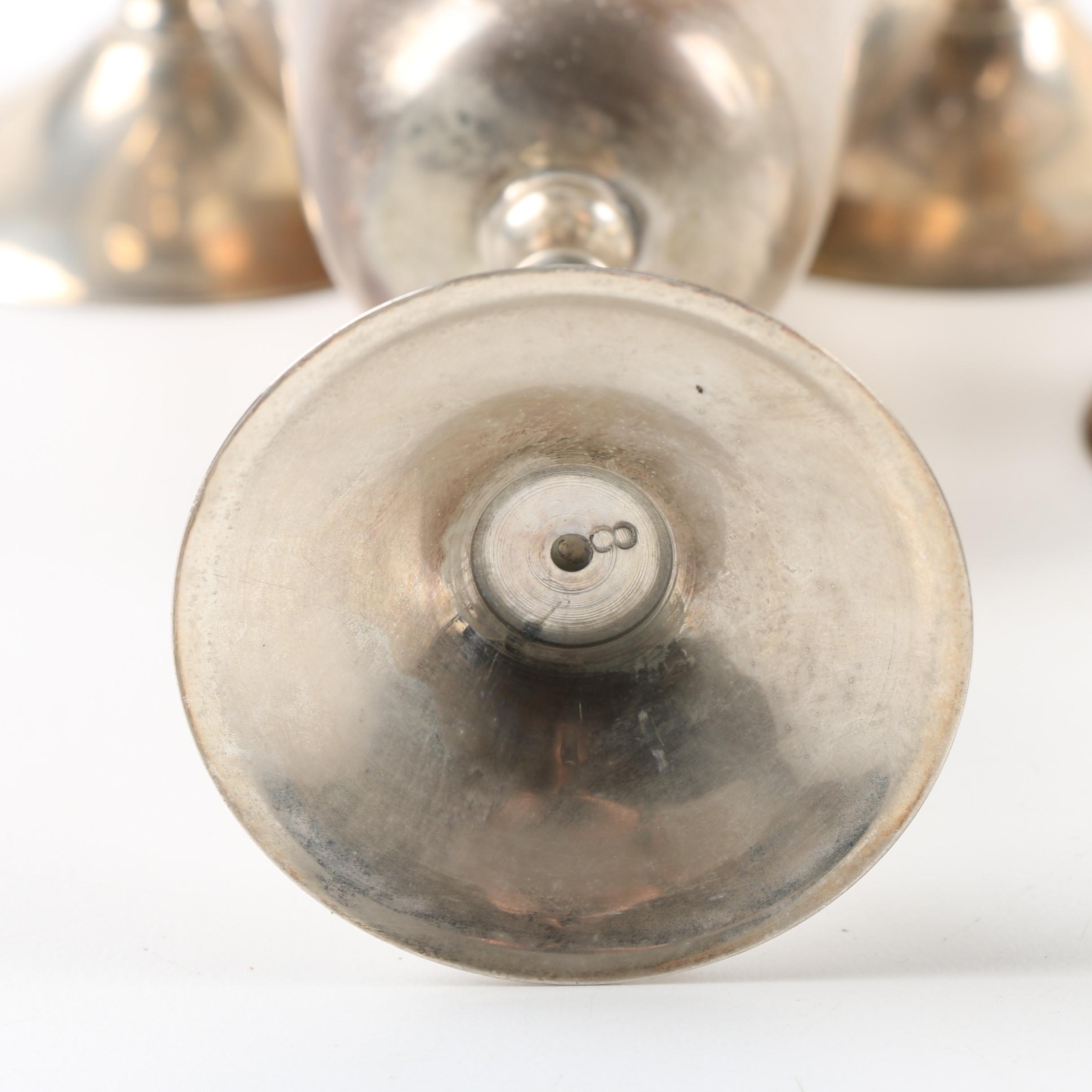 Vintage Silver Plate Teapot, Coffee Pot, Stemware, and Serving Tray