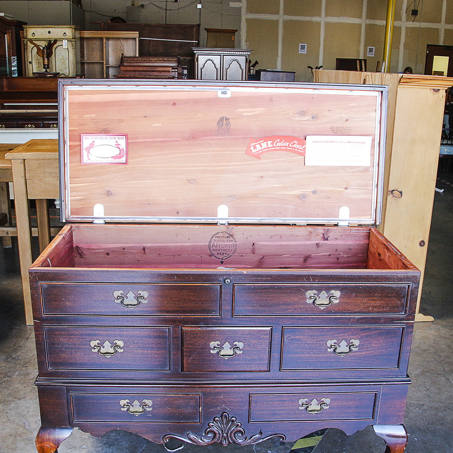 Vintage Chippendale Style  "Colonial Low-Boy" Aroma-Tite Chest by Lane