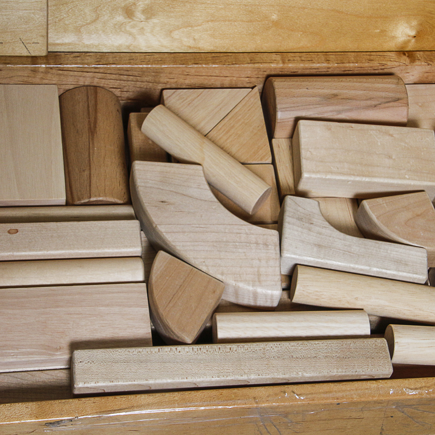 Building Blocks in Wood Chest