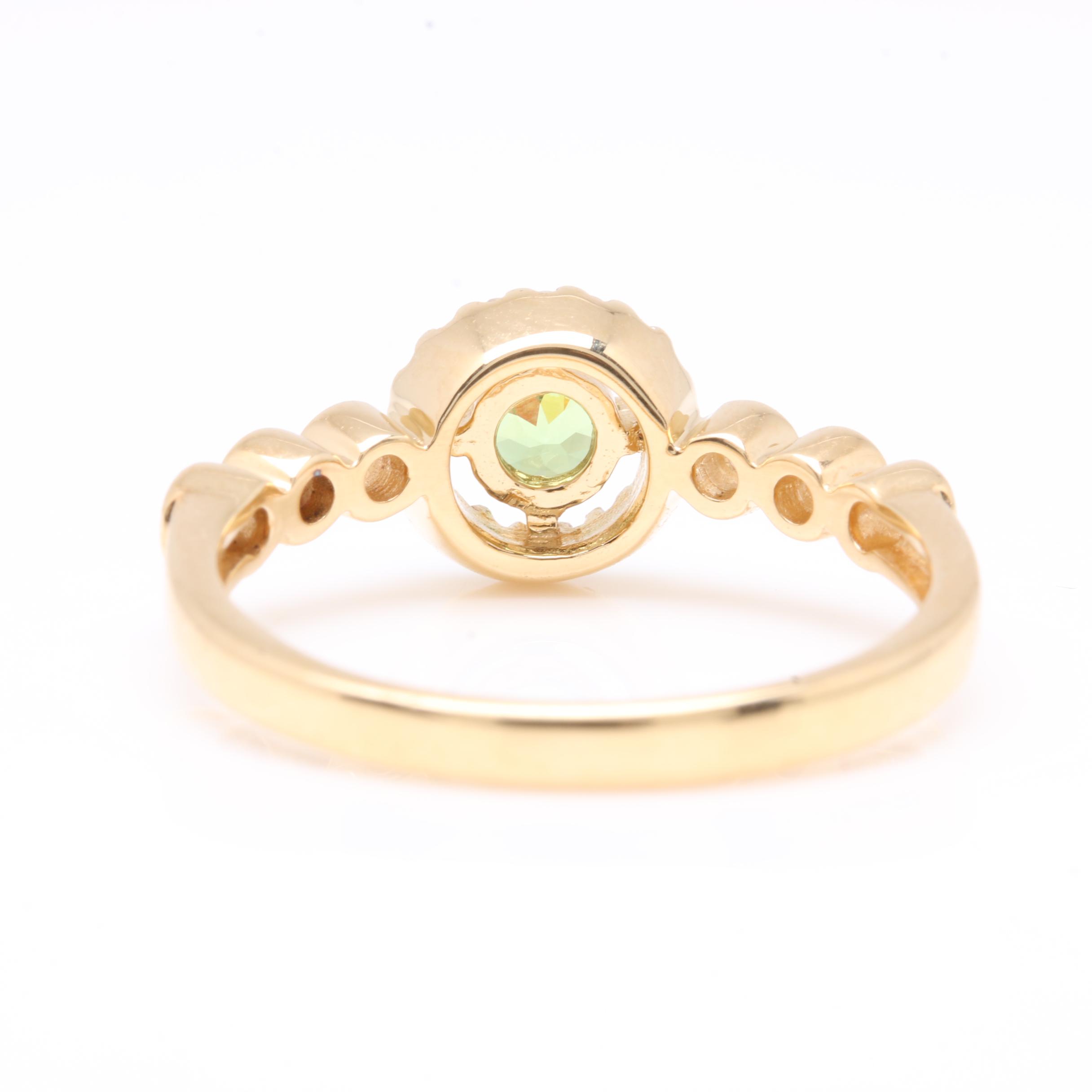 18K Yellow Gold Demantoid Garnet and Diamond Ring
