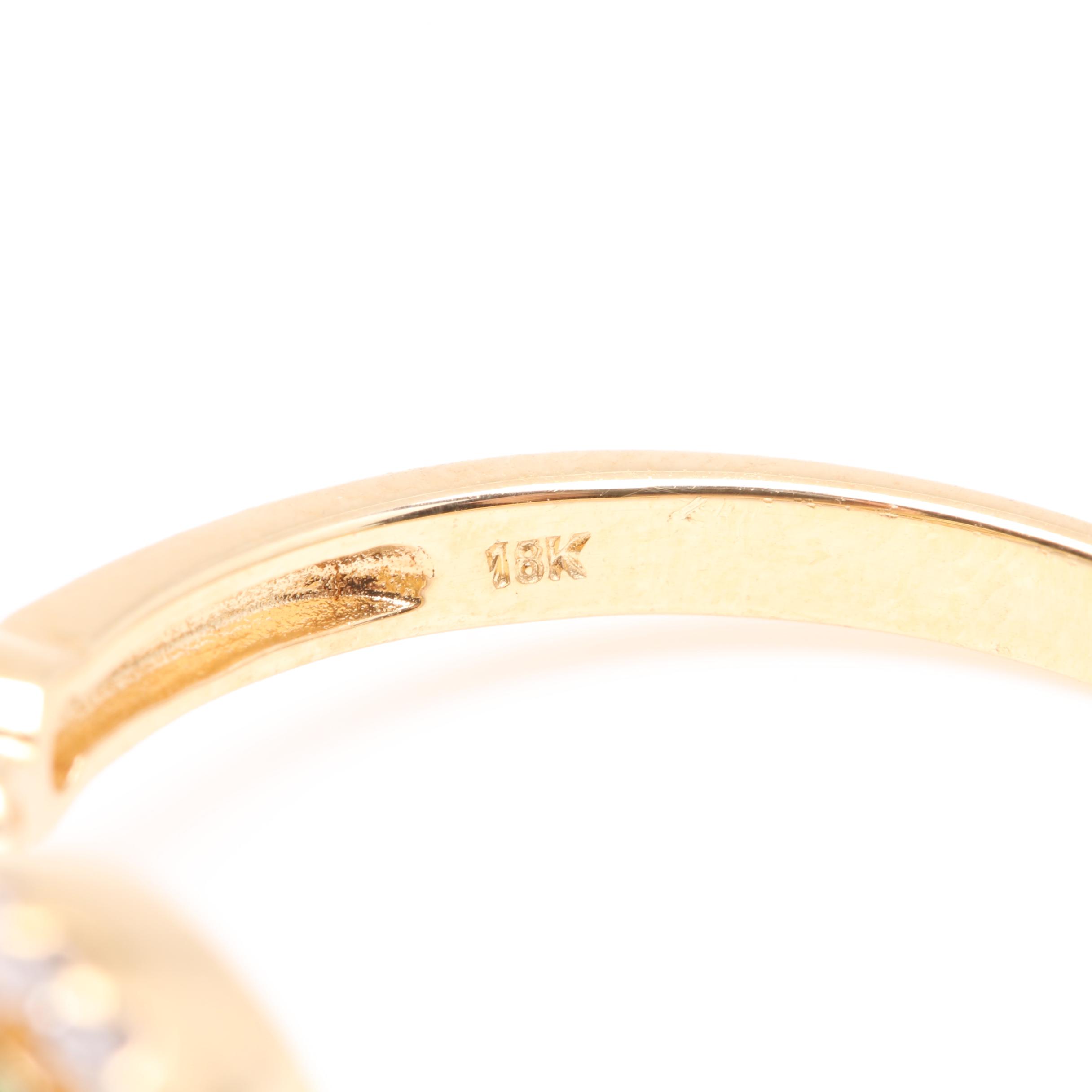 18K Yellow Gold Demantoid Garnet and Diamond Ring