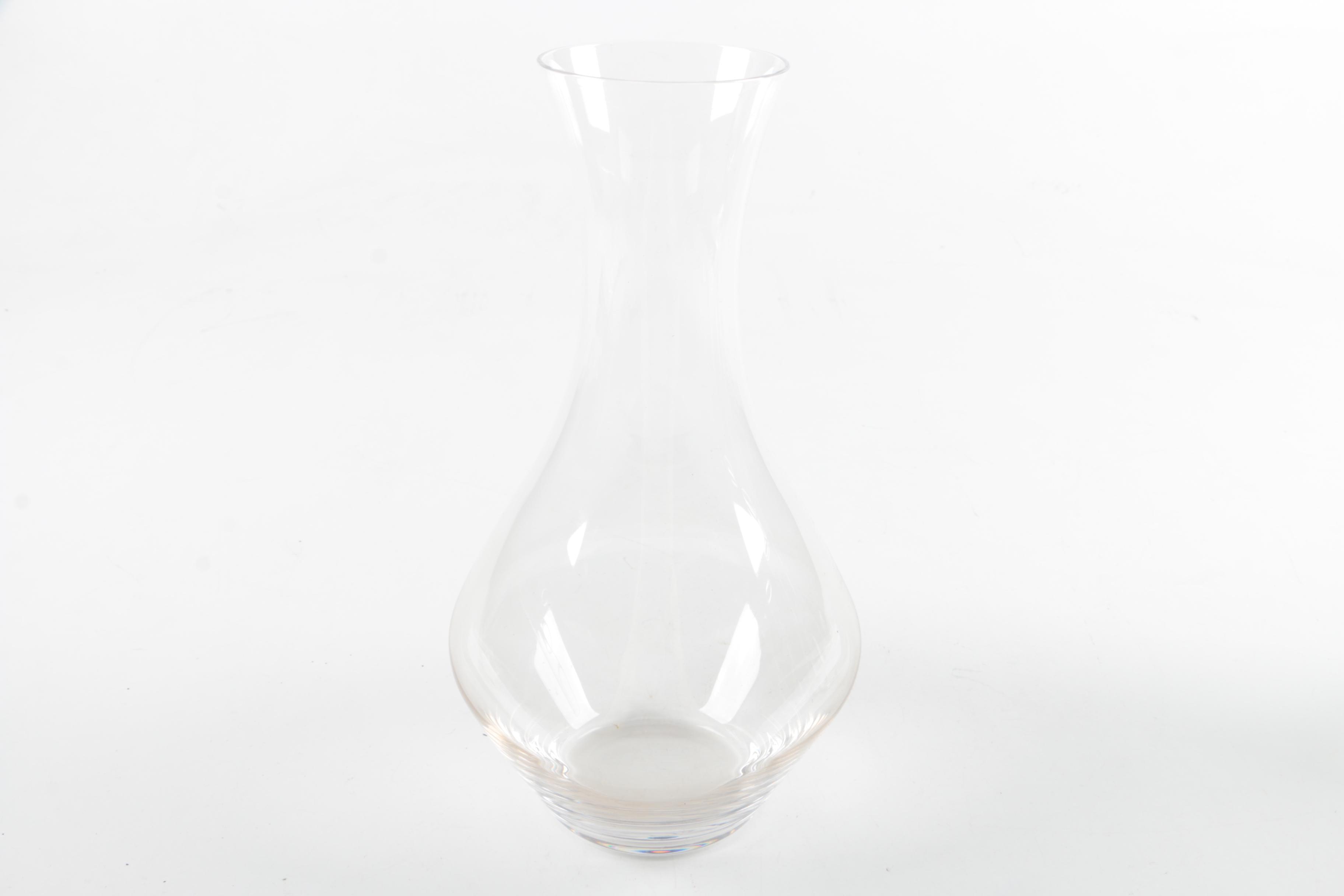 Riedel Decanter and Four Clear Glass Wine Carafes