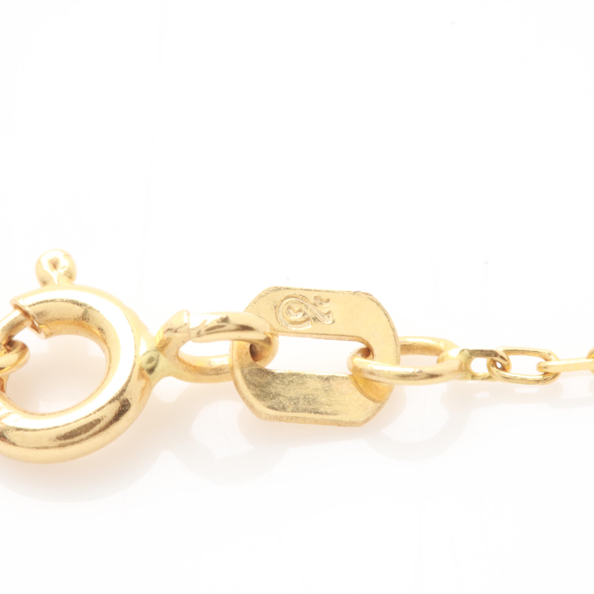 18K Yellow Gold Gemstone Globe Necklace Including Abalone