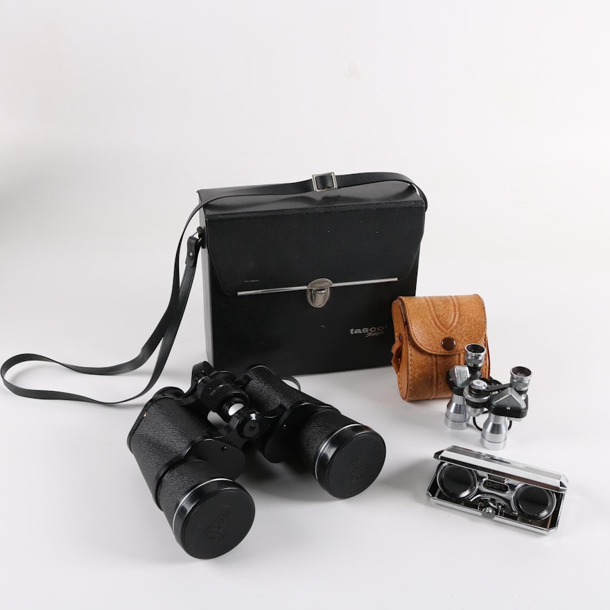 Tasco Zip 312Z 10x50, Yoshida Thorobred 8x20 and Focal 2.5x25 Binoculars