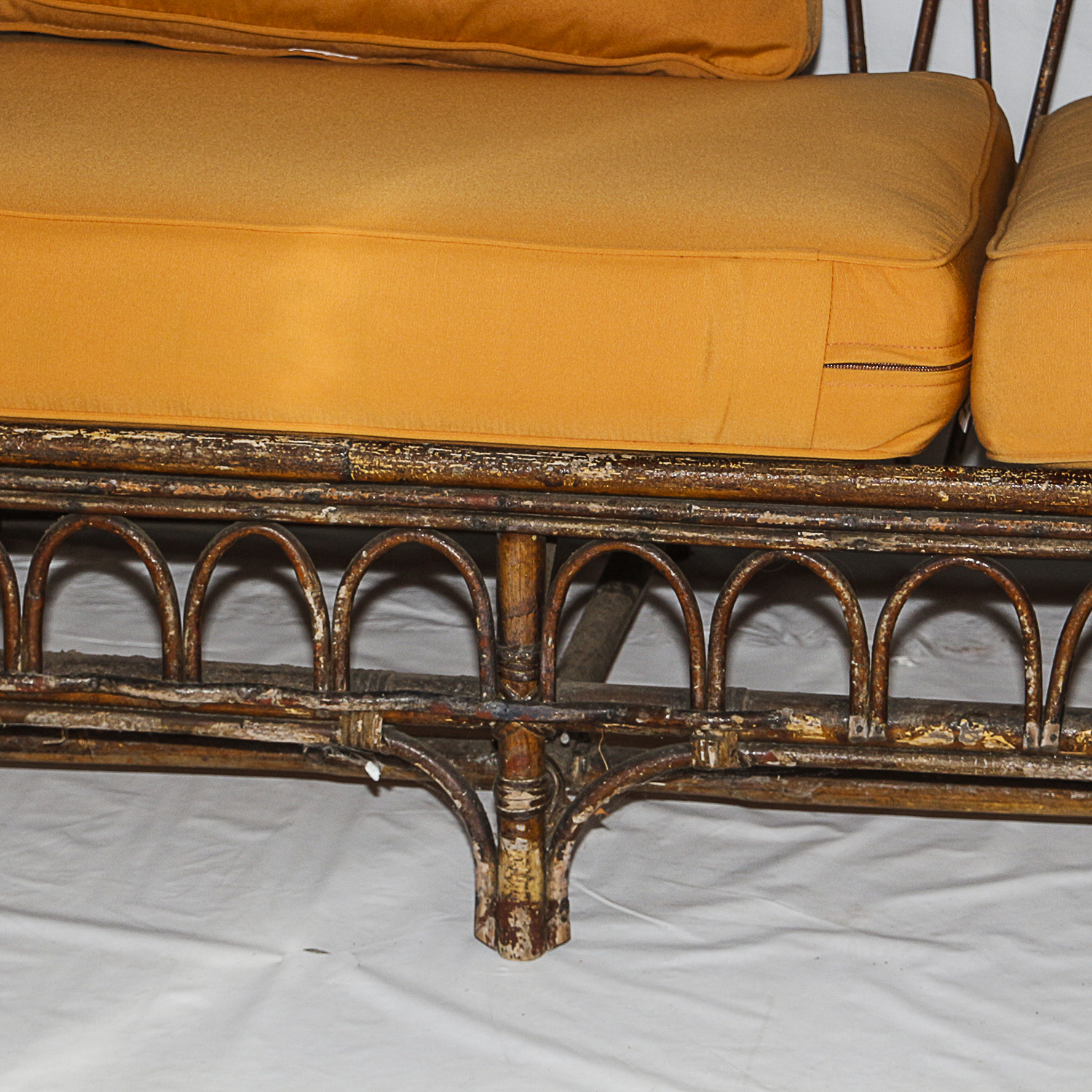 Vintage Bentwood Patio Sofa with Cushions