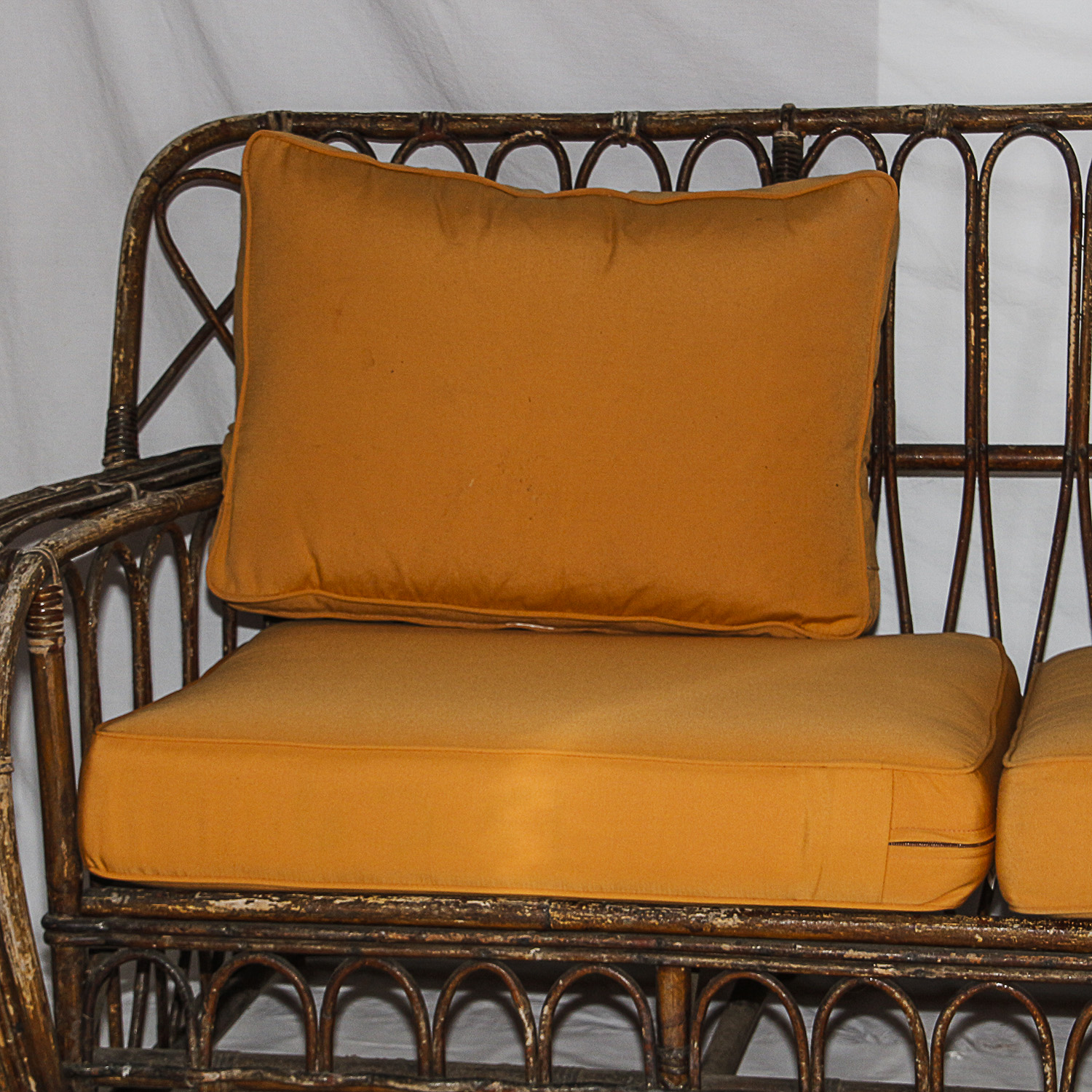 Vintage Bentwood Patio Sofa with Cushions