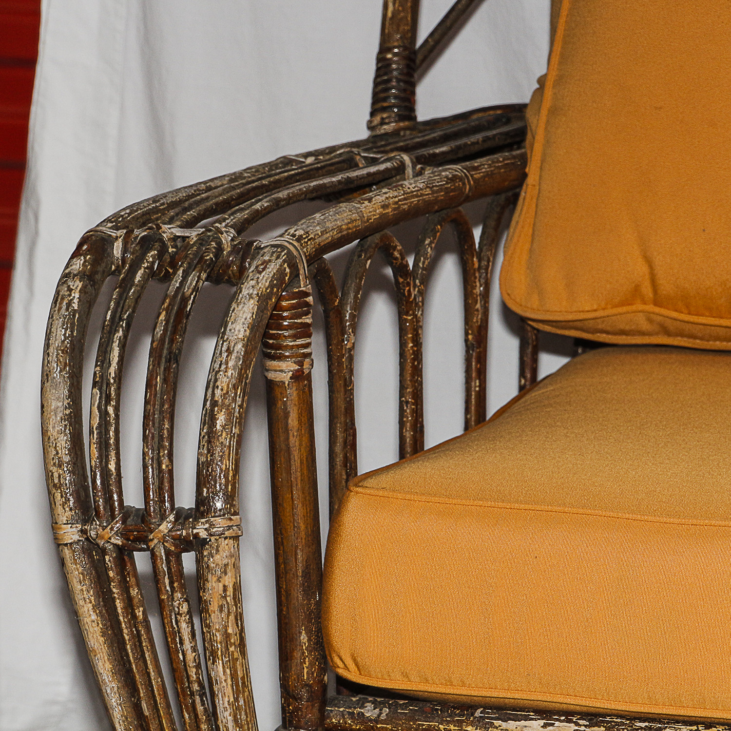 Vintage Bentwood Patio Sofa with Cushions