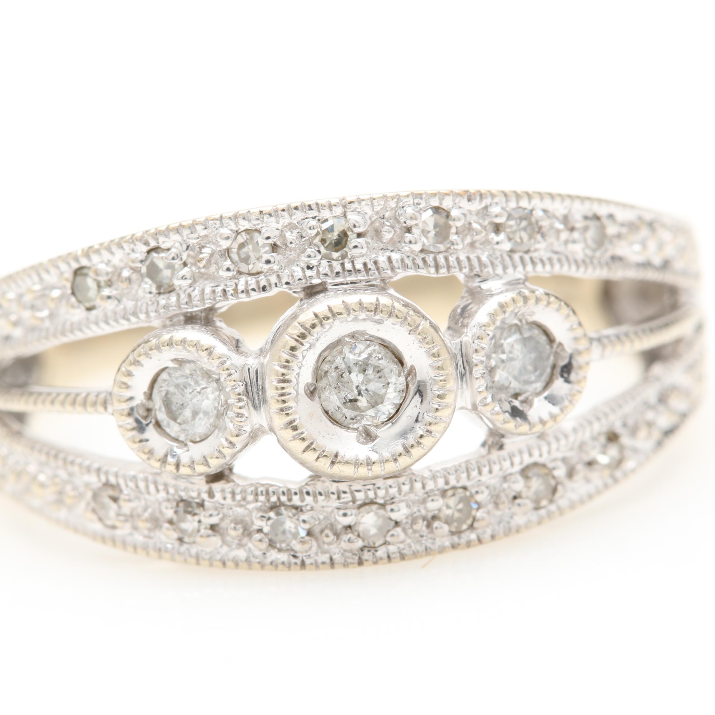 10K White Gold Diamond Ring