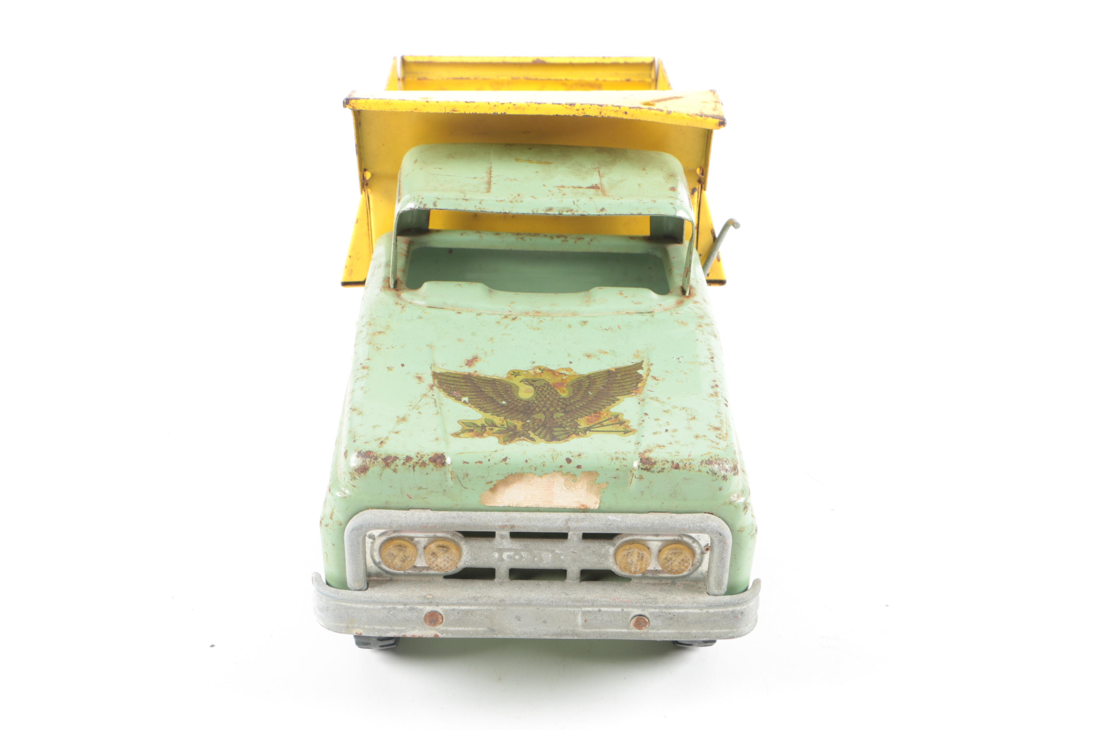 Vintage Pressed Steel Tonka Toy Cement Mixer and Dump Truck