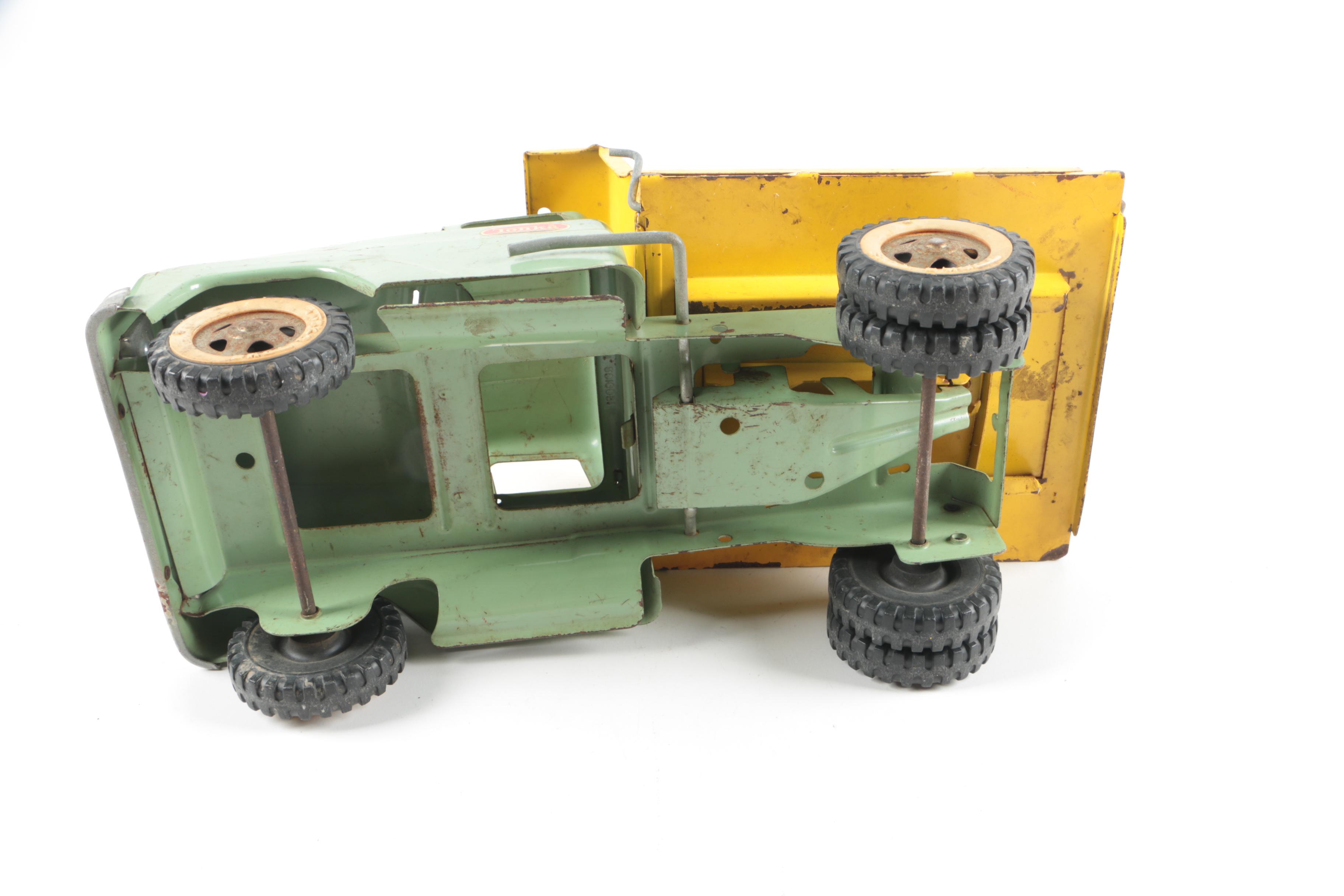 Vintage Pressed Steel Tonka Toy Cement Mixer and Dump Truck