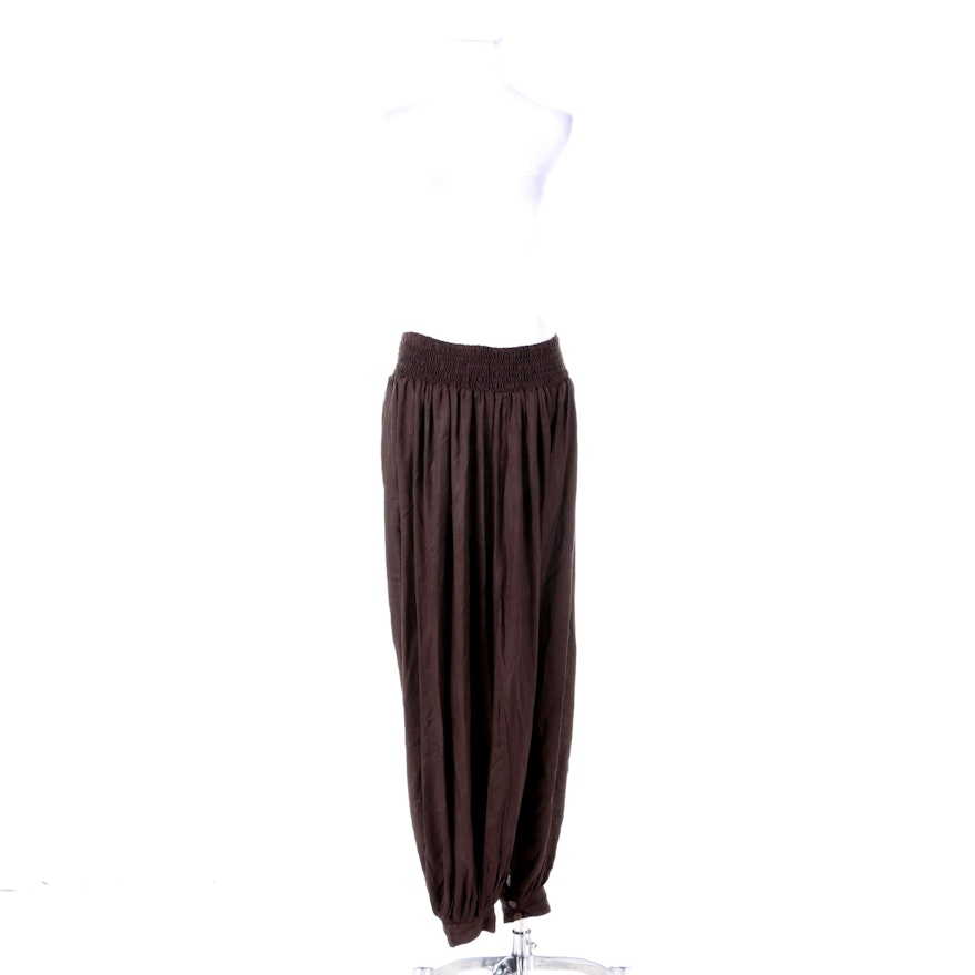 Women's Aller Simplement Brown Rayon Harem Pants