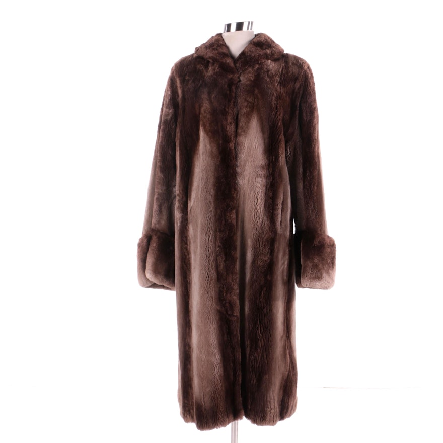 Women's Vintage Brown Sheared Beaver Fur Coat
