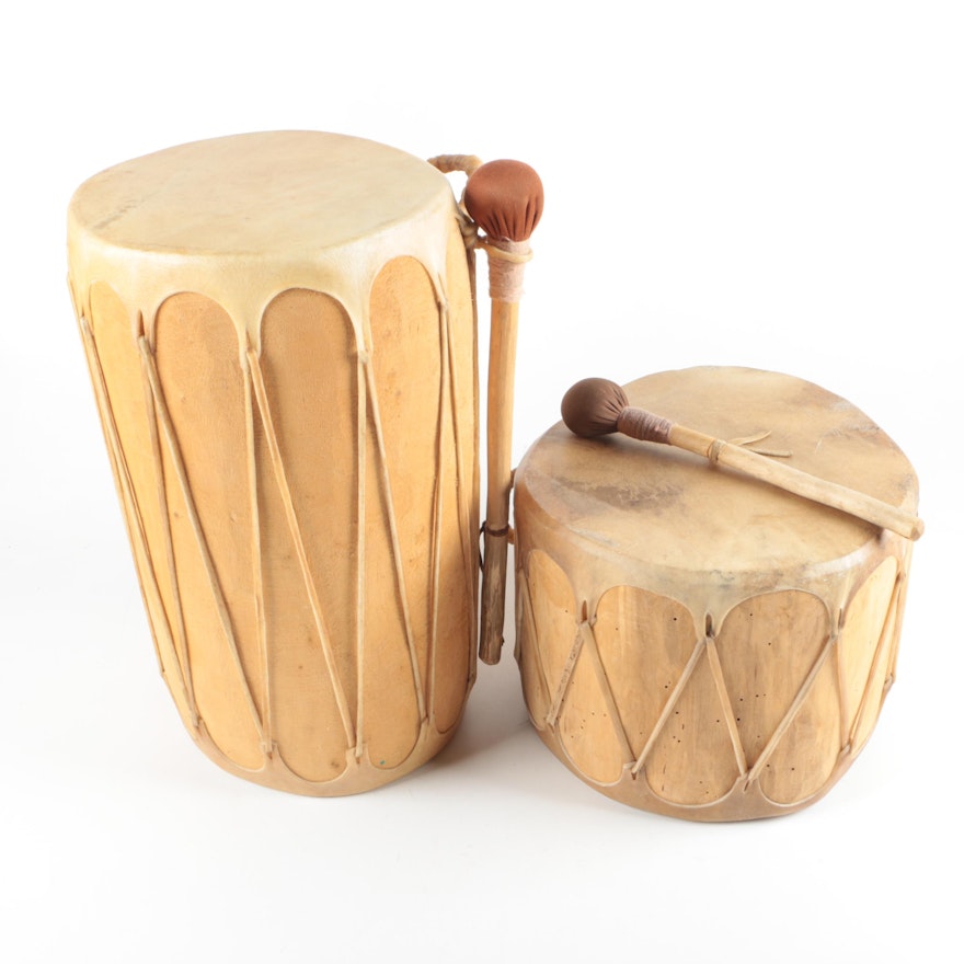Pueblo-Style Log Drums with Mallets