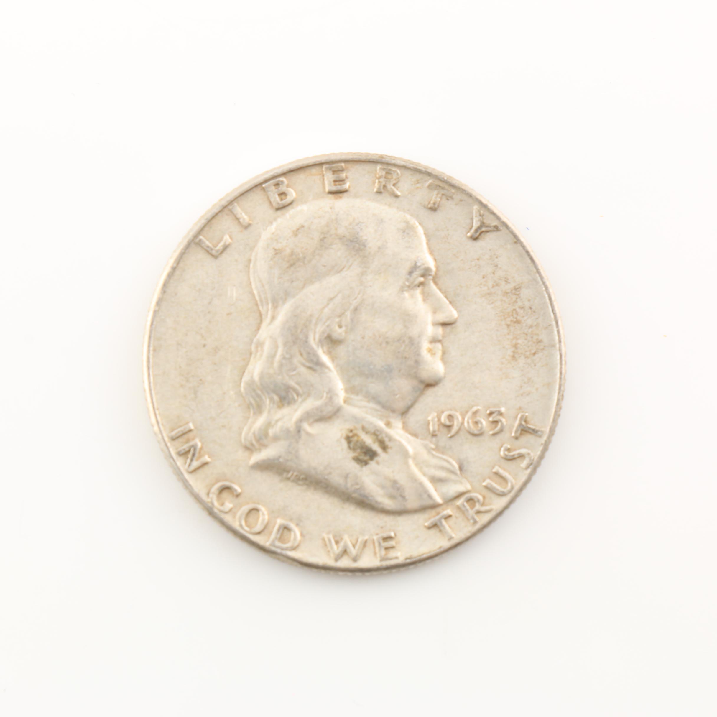 Ten Franklin Silver Half Dollars