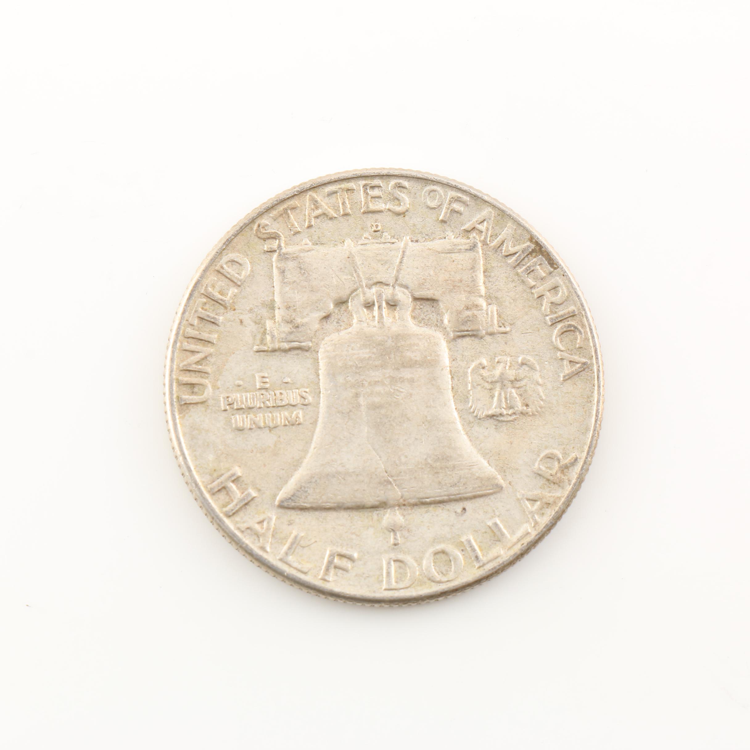 Ten Franklin Silver Half Dollars