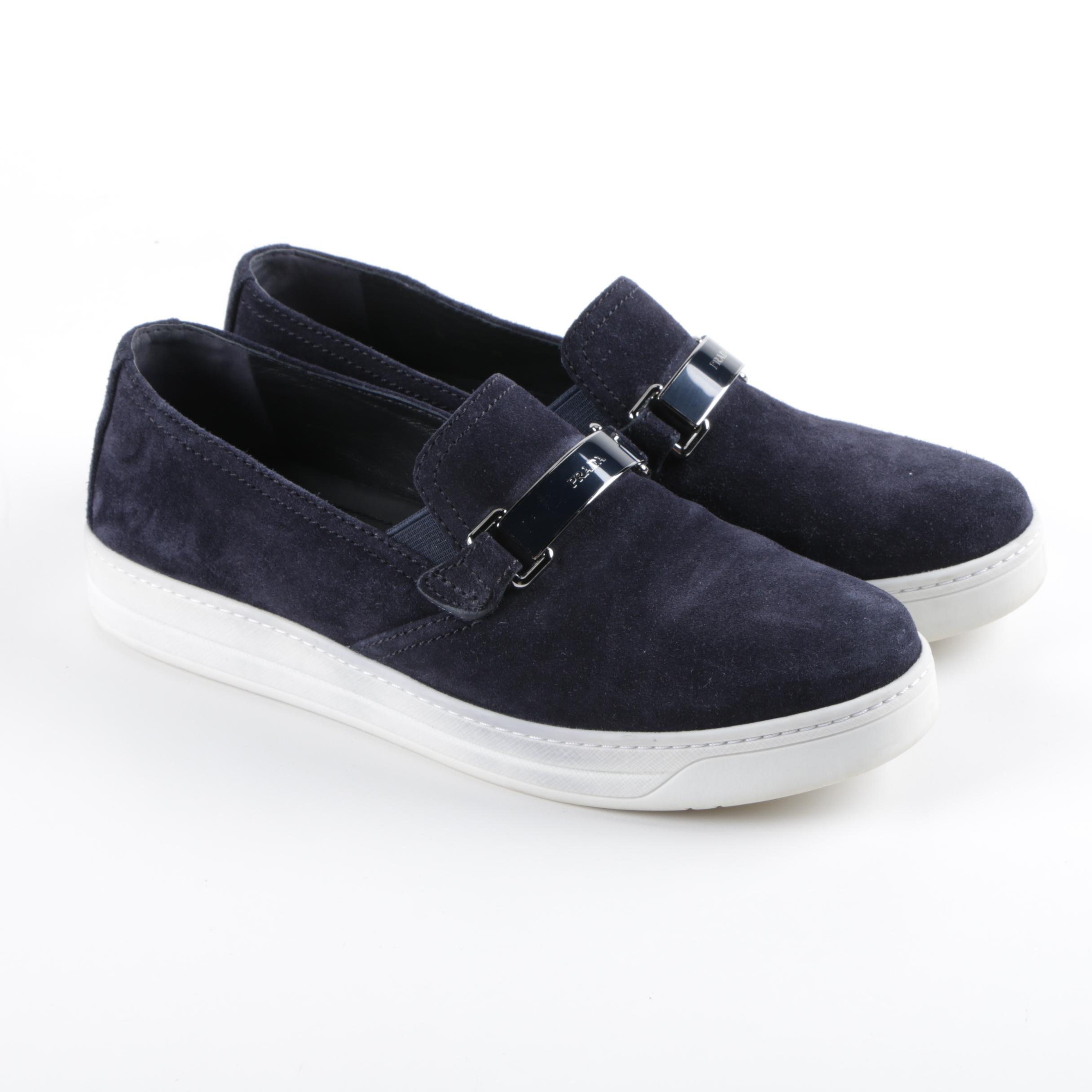 Women's Prada Blue Suede Sneakers