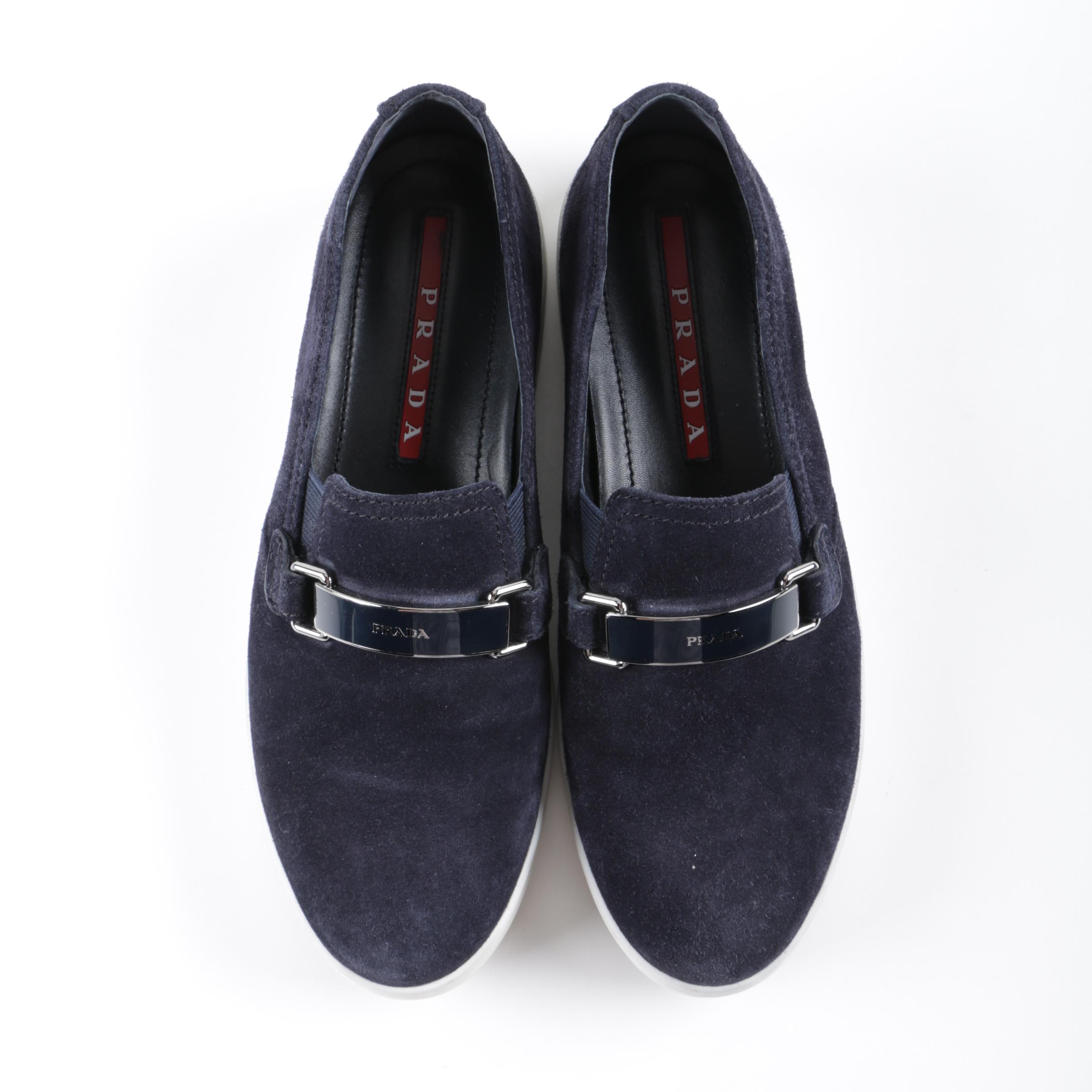 Women's Prada Blue Suede Sneakers
