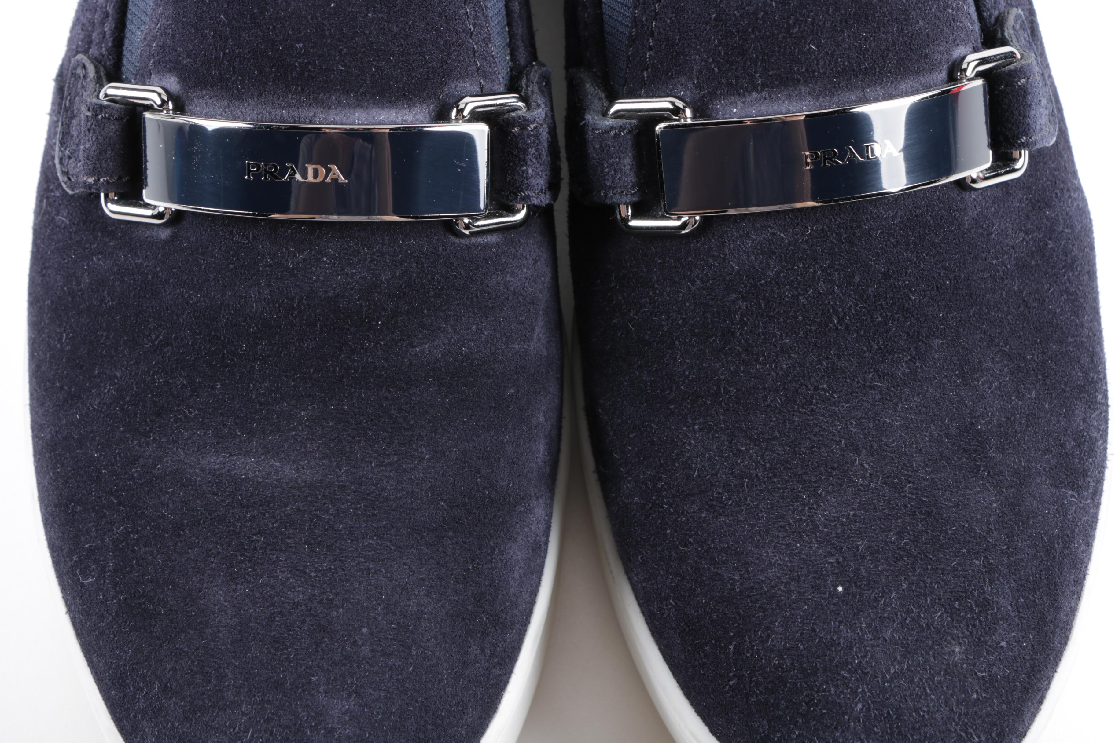 Women's Prada Blue Suede Sneakers